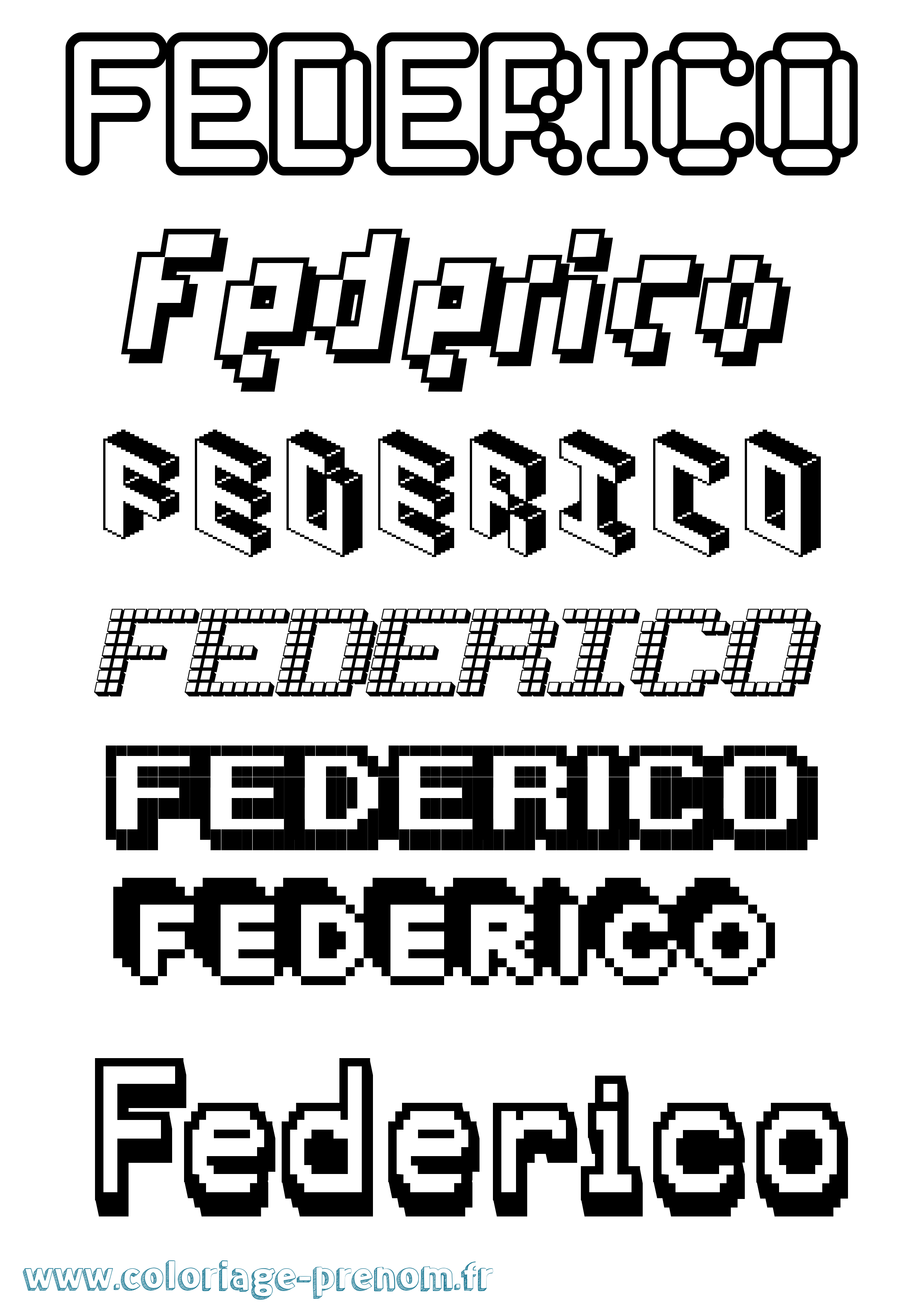 Coloriage prénom Federico Pixel