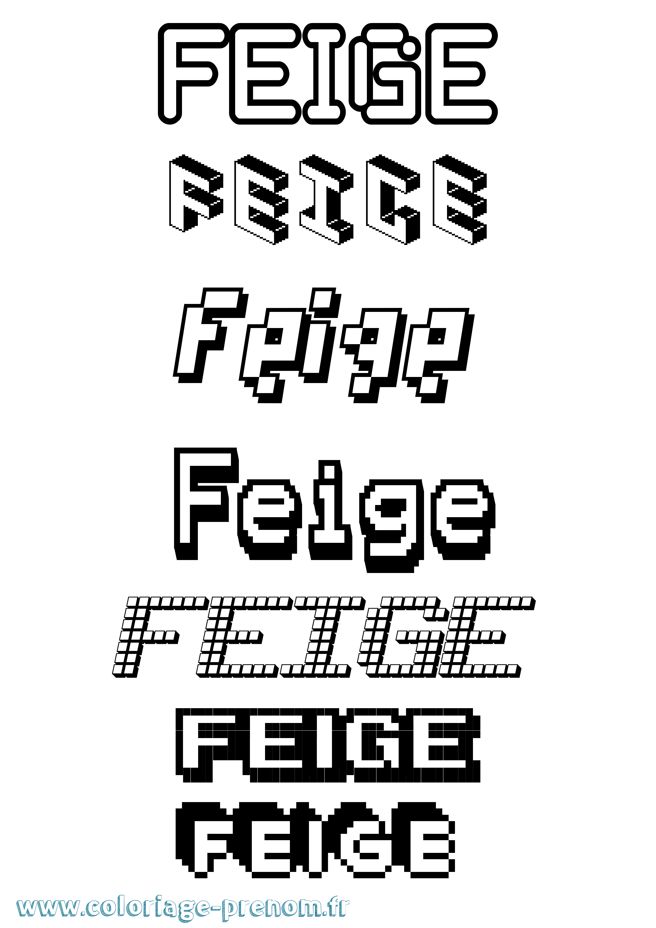 Coloriage prénom Feige Pixel