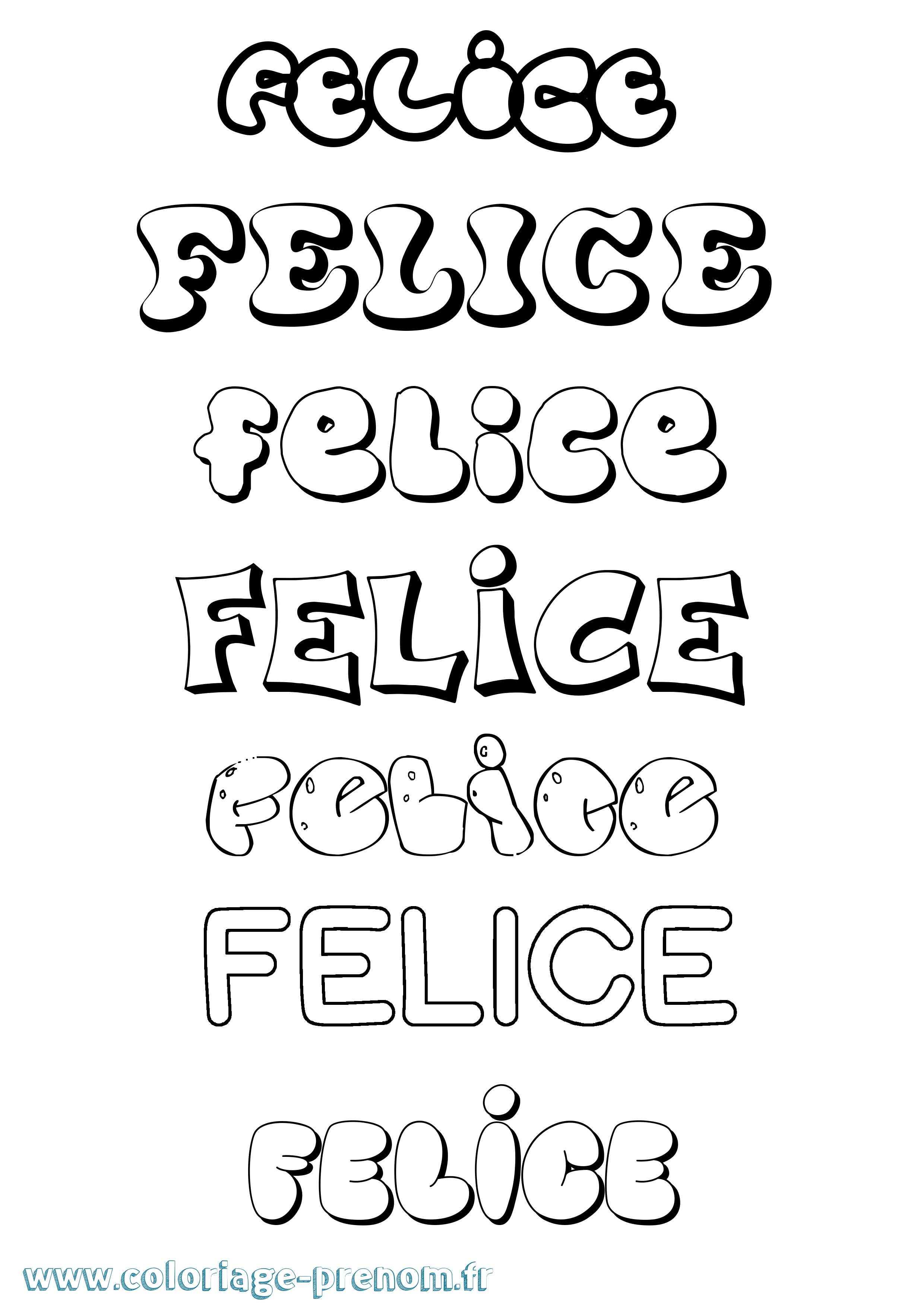 Coloriage prénom Felice Bubble