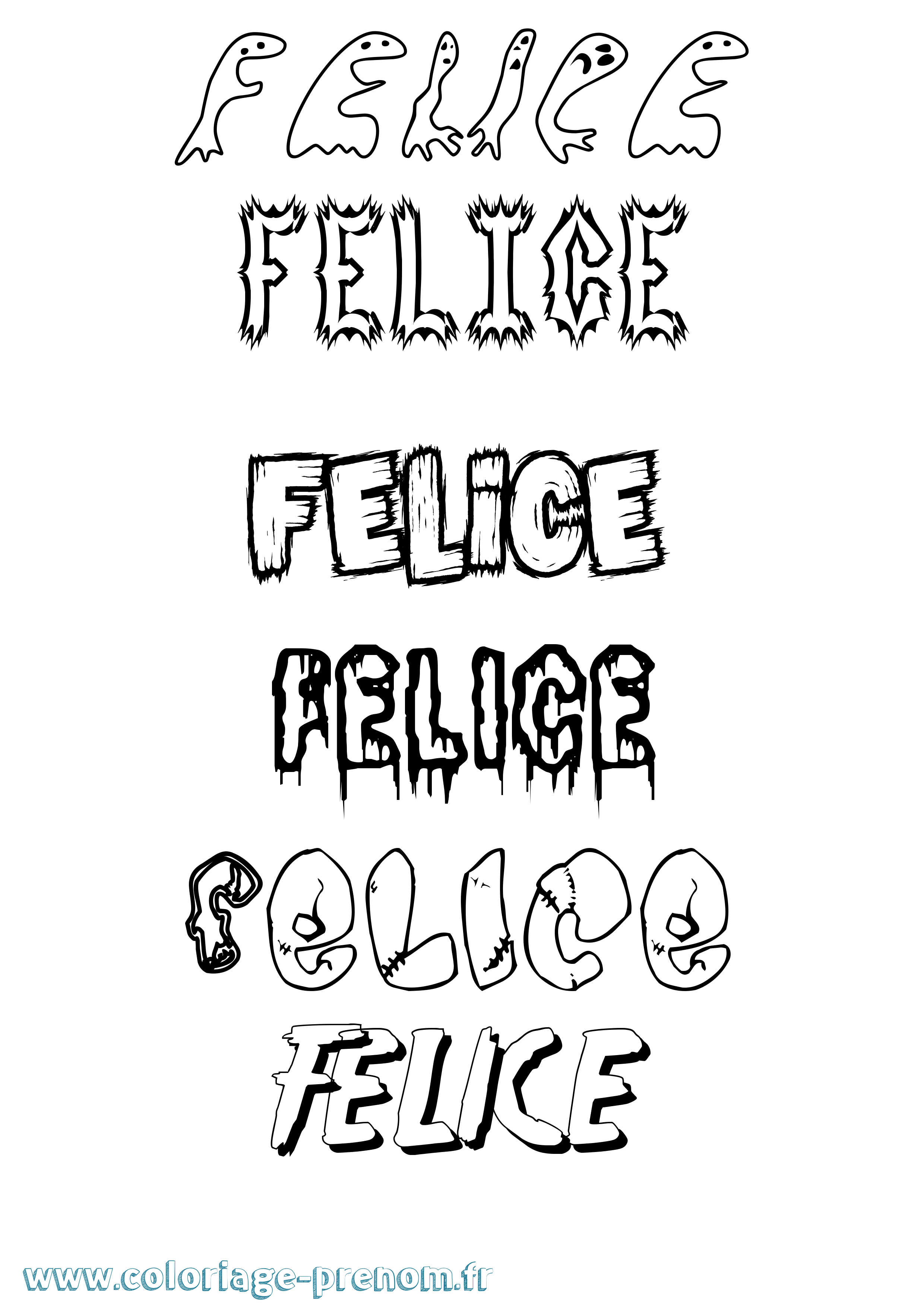 Coloriage prénom Felice Frisson