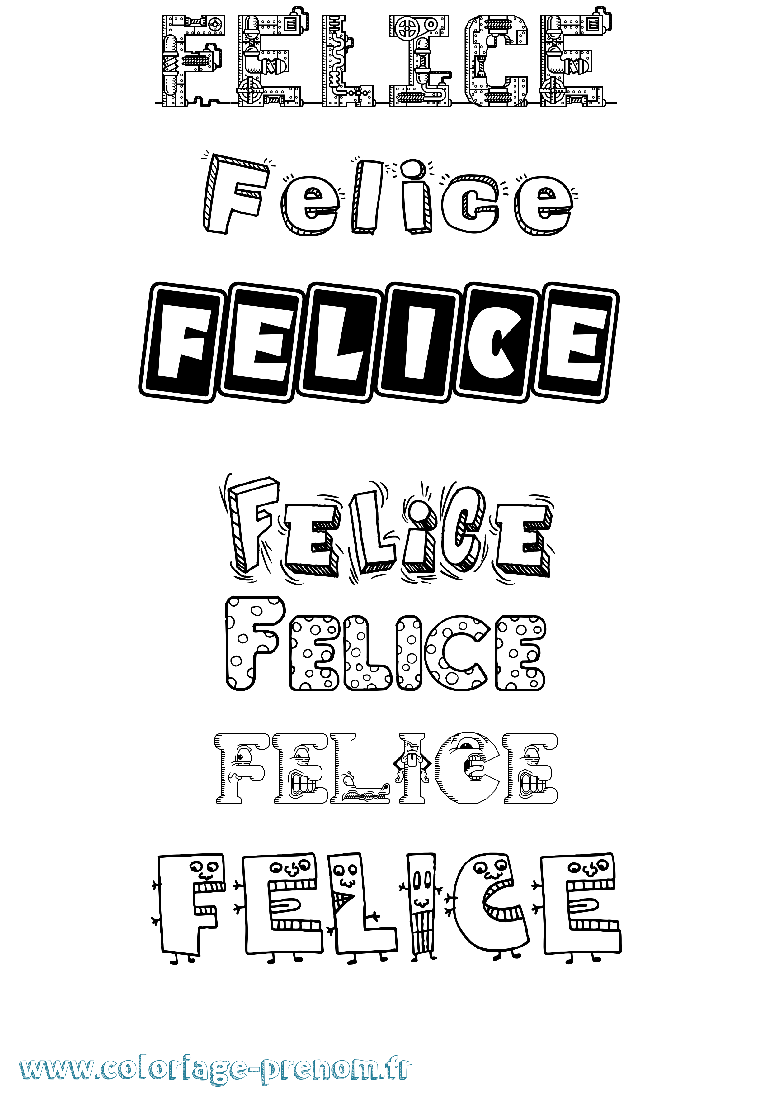 Coloriage prénom Felice Fun