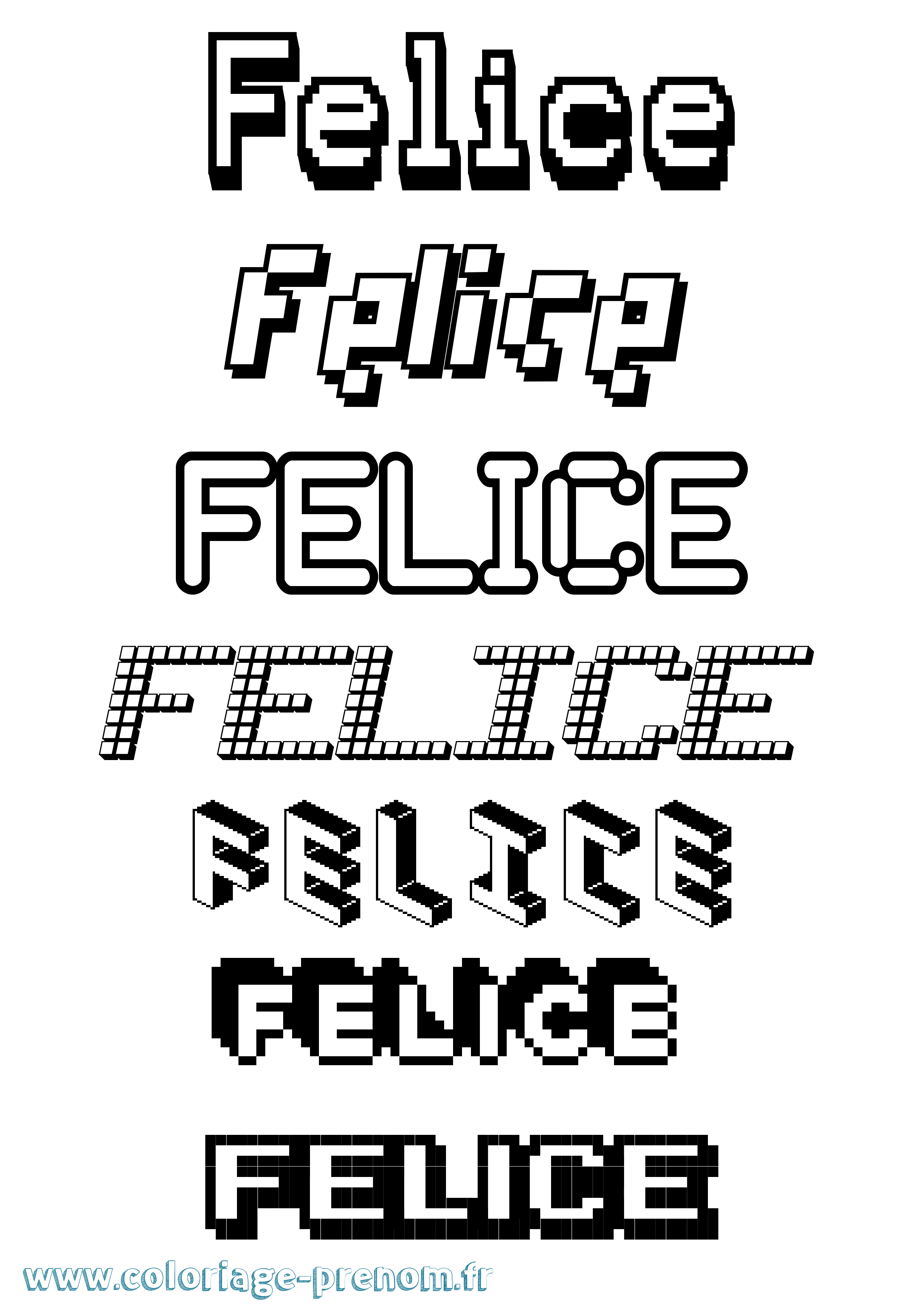 Coloriage prénom Felice Pixel