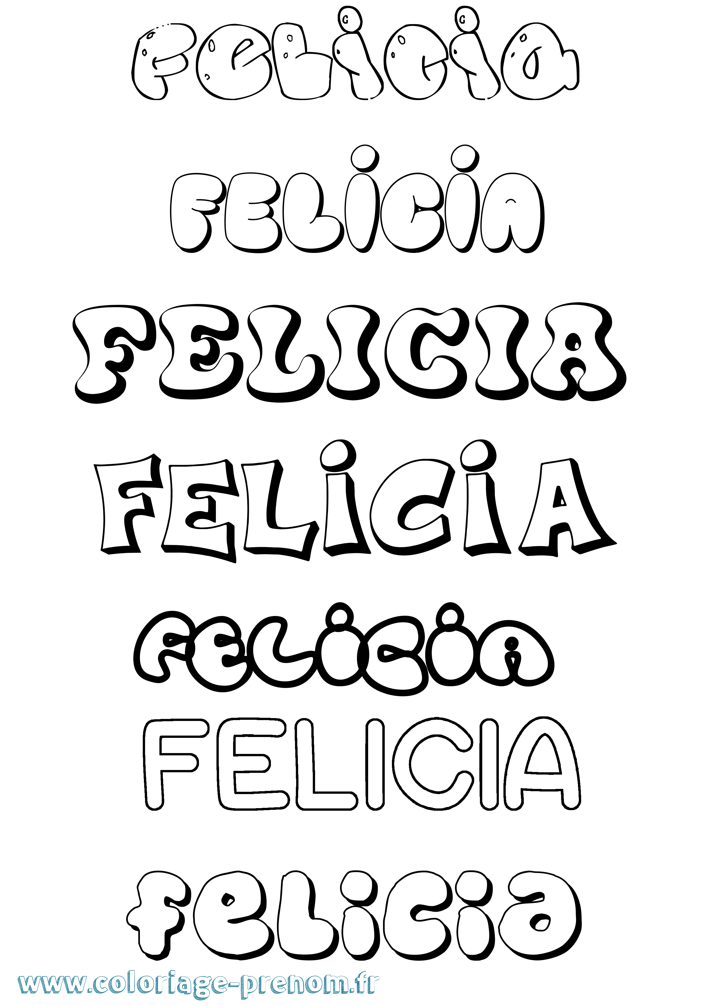 Coloriage Felicia Bubble Coloriage prénom Felicia Bubble