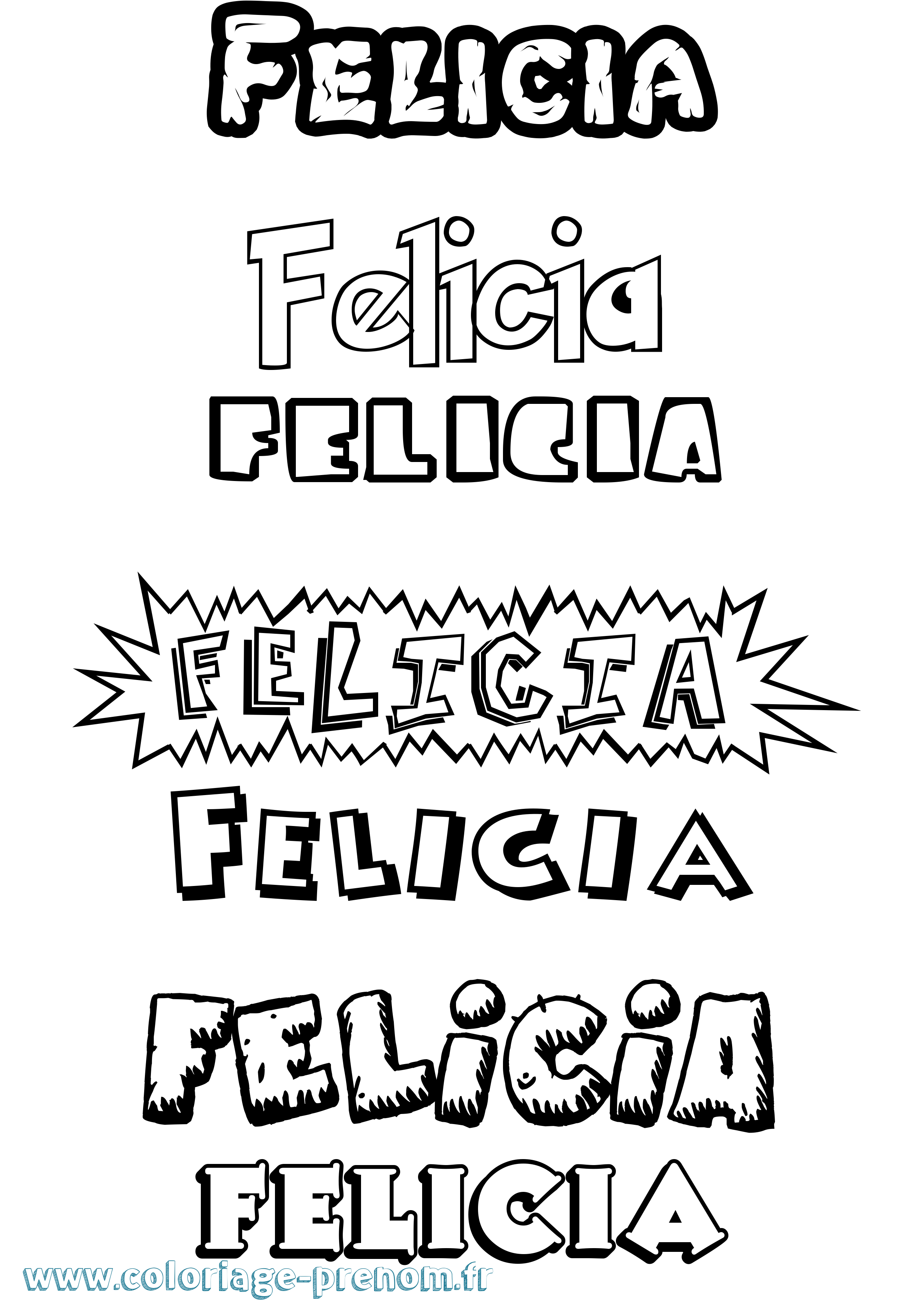 Coloriage Felicia Dessin Animé Coloriage prénom Felicia Dessin Animé