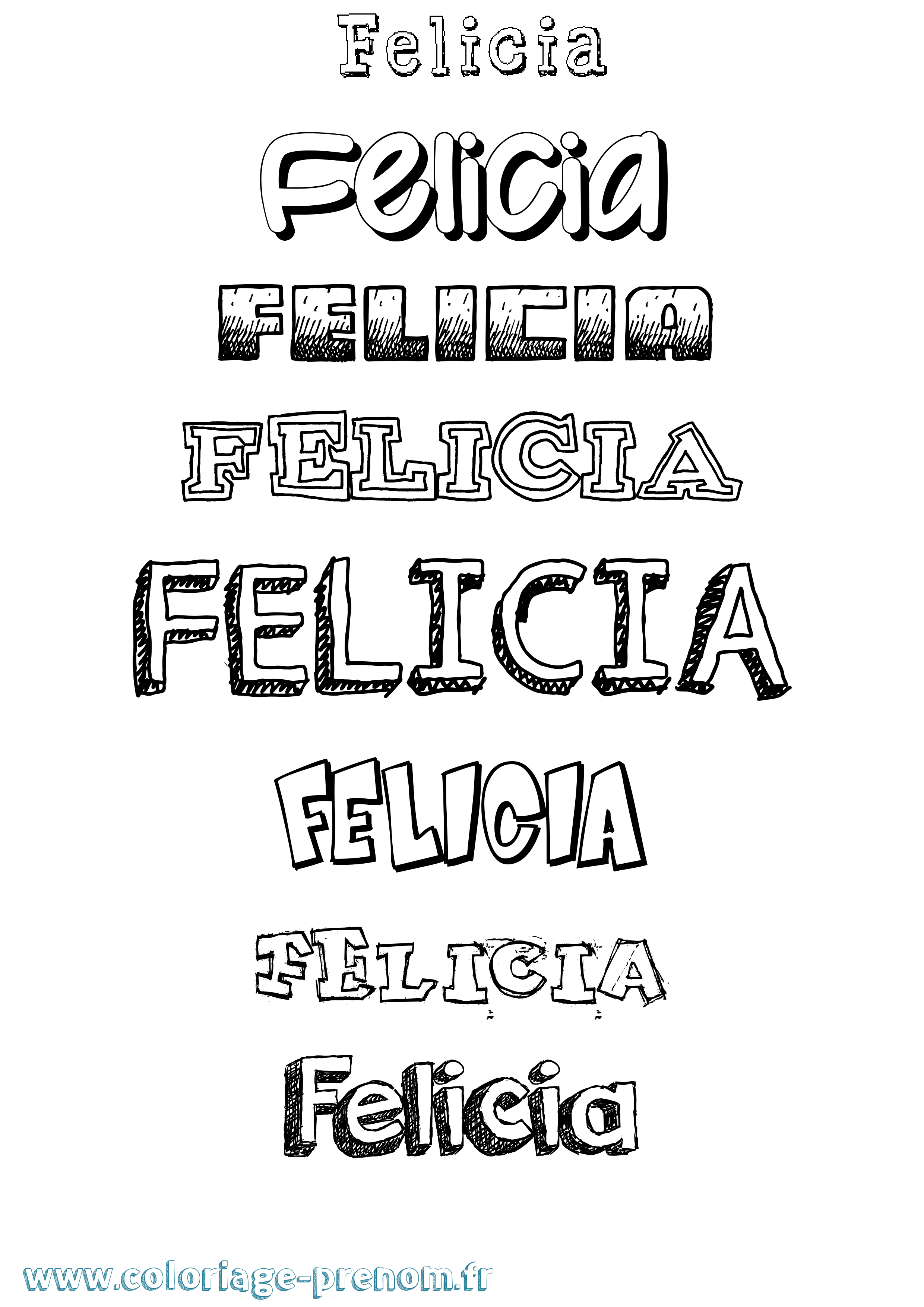 Coloriage Felicia Dessiné Coloriage prénom Felicia Dessiné