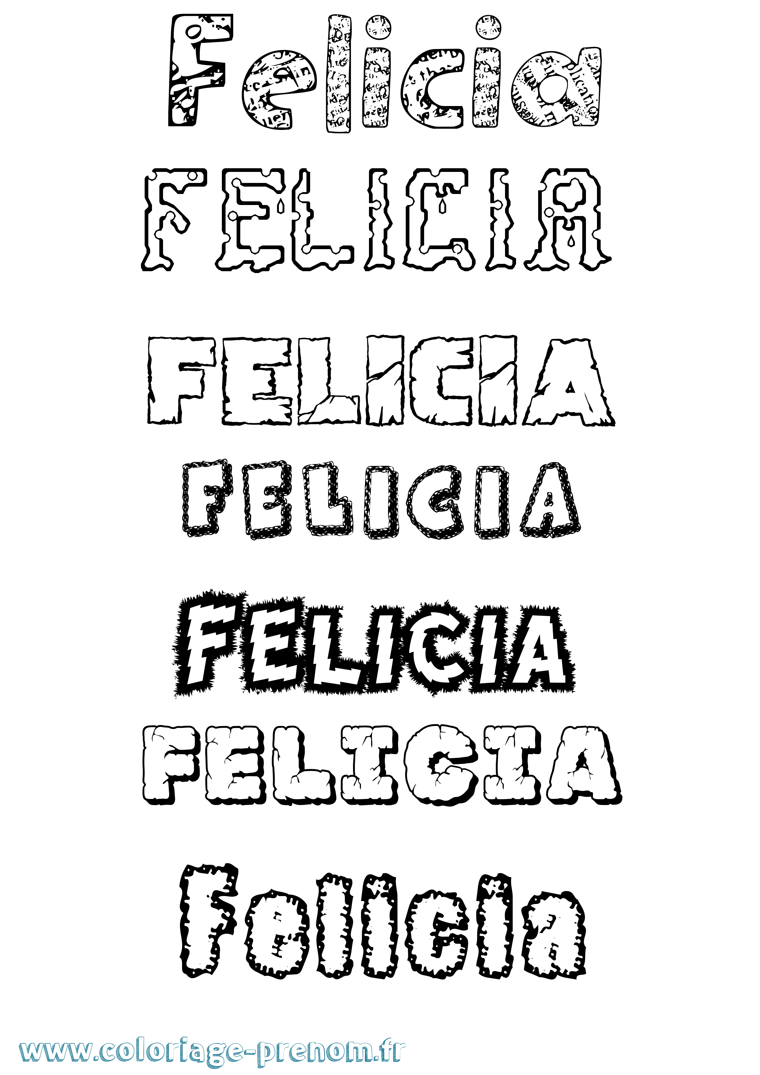 Coloriage prénom Felicia Destructuré