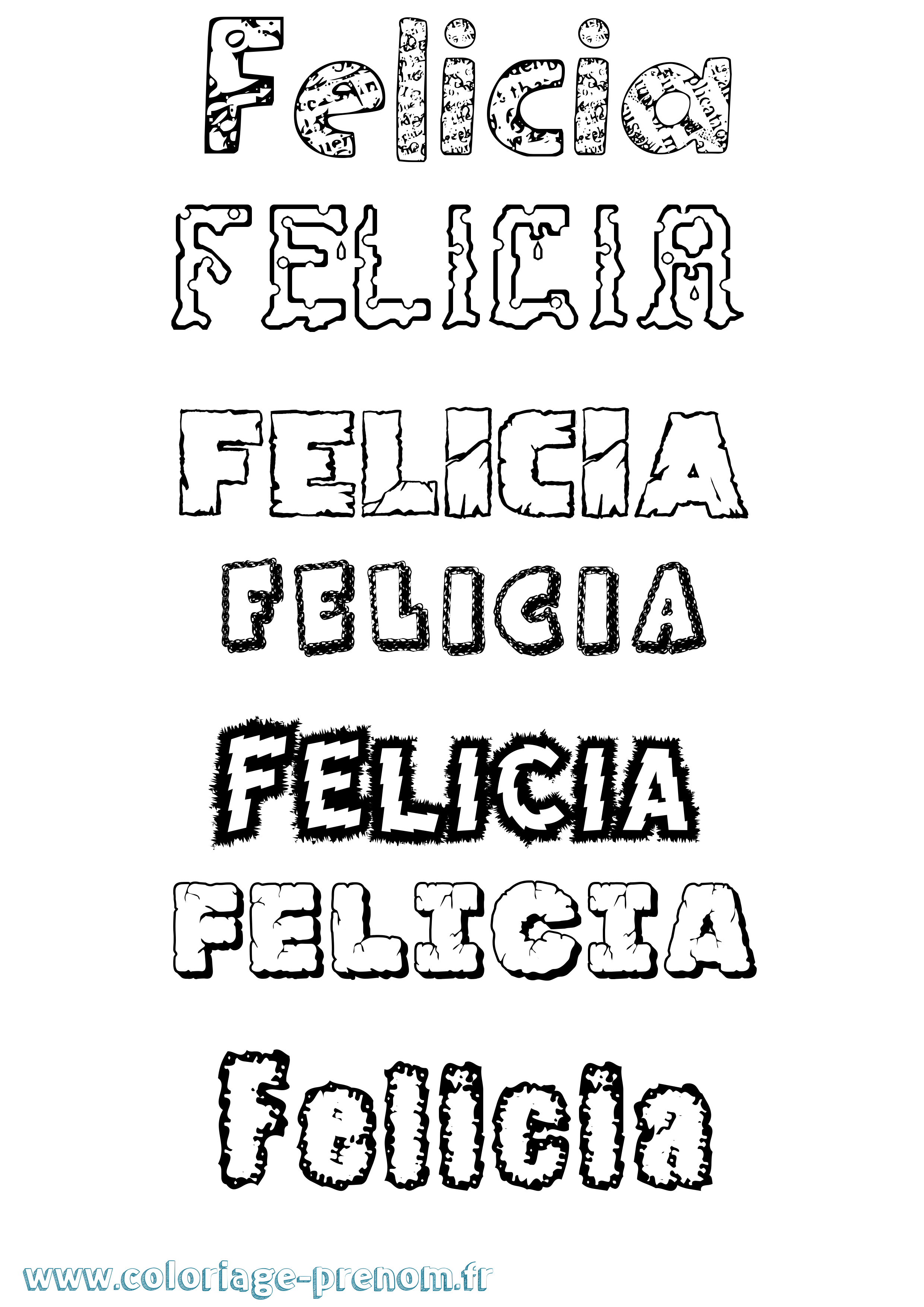 Coloriage Felicia Destructuré Coloriage prénom Felicia Destructuré