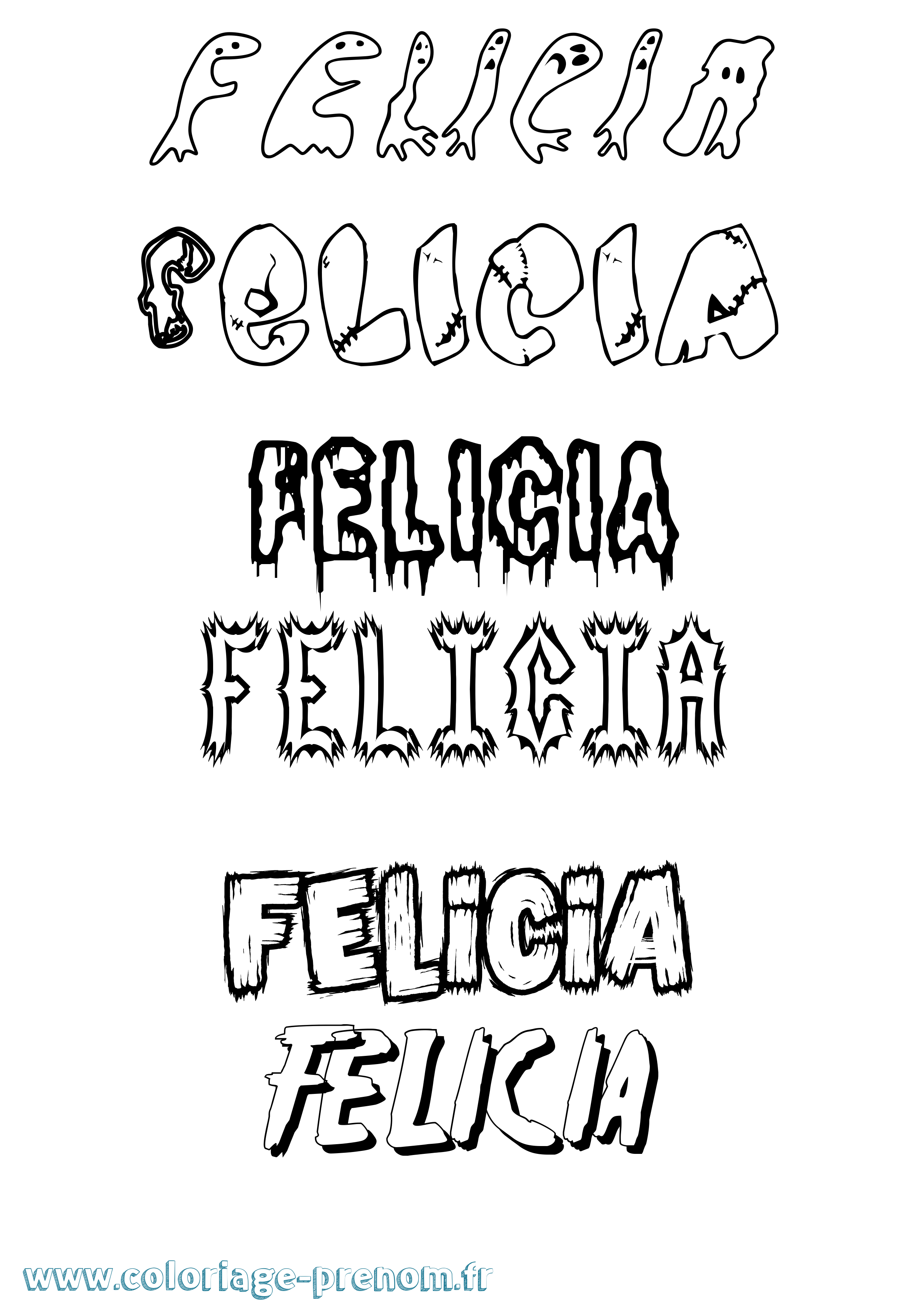 Coloriage prénom Felicia Frisson