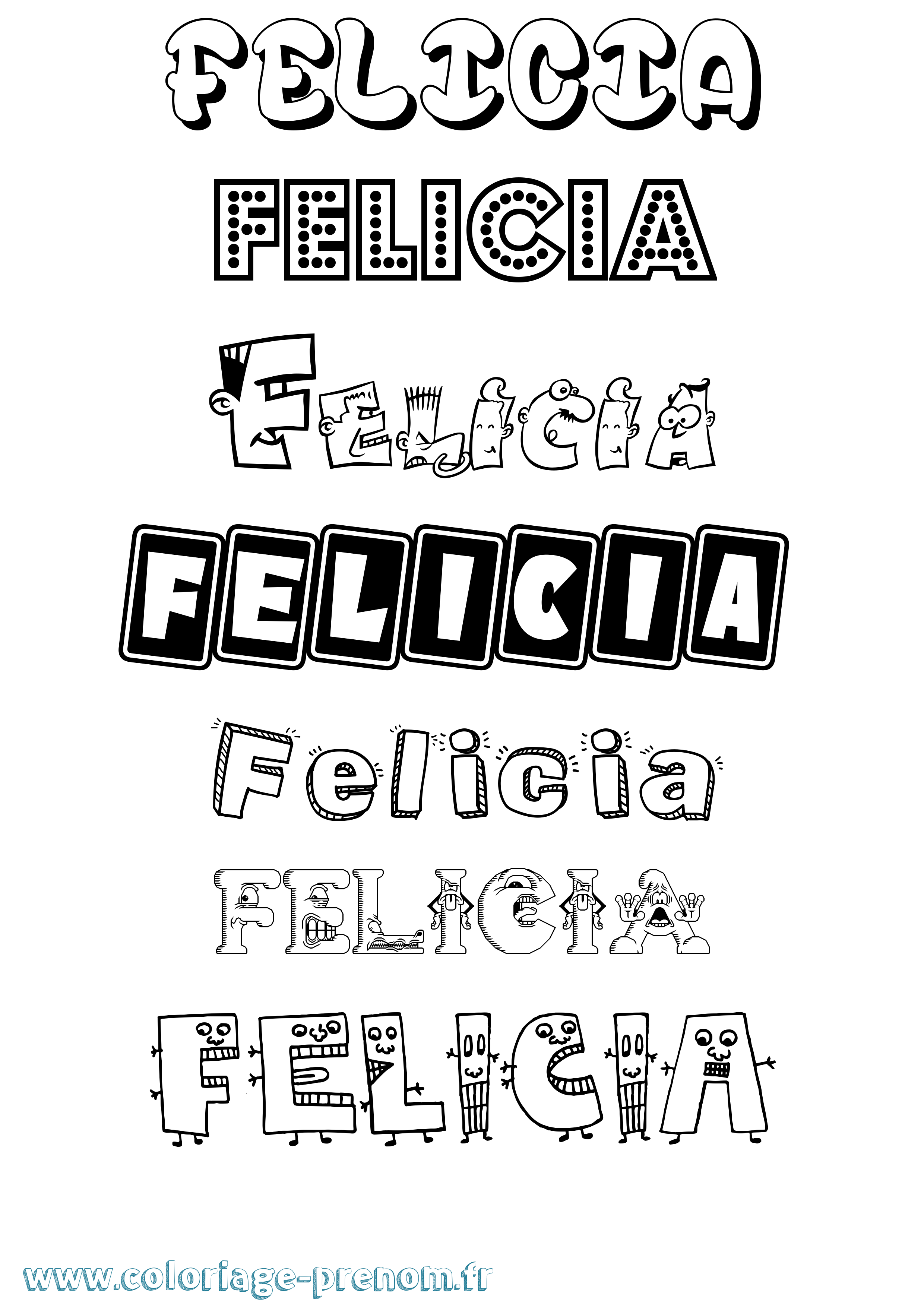 Coloriage prénom Felicia Fun