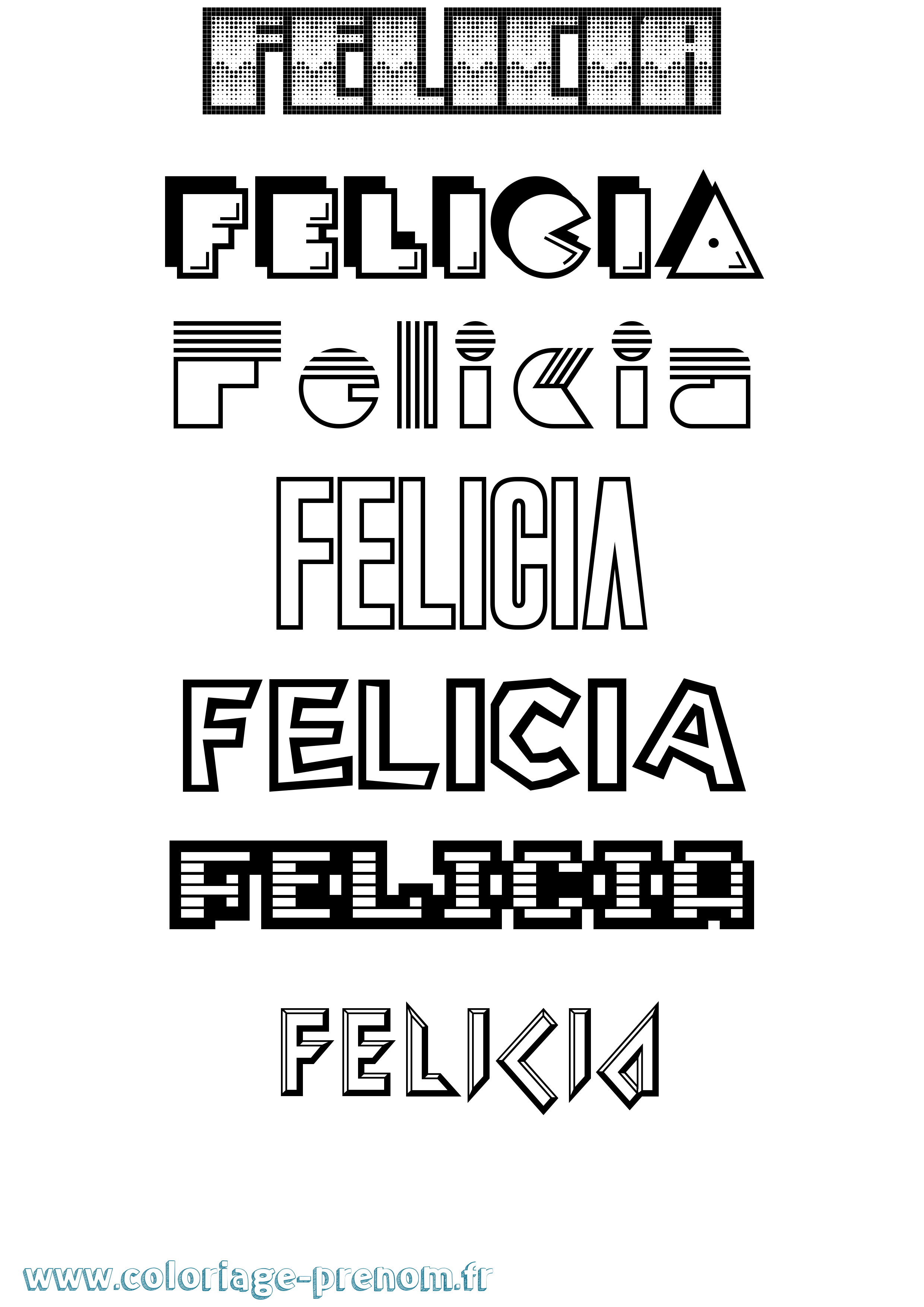 Coloriage prénom Felicia Jeux Vidéos