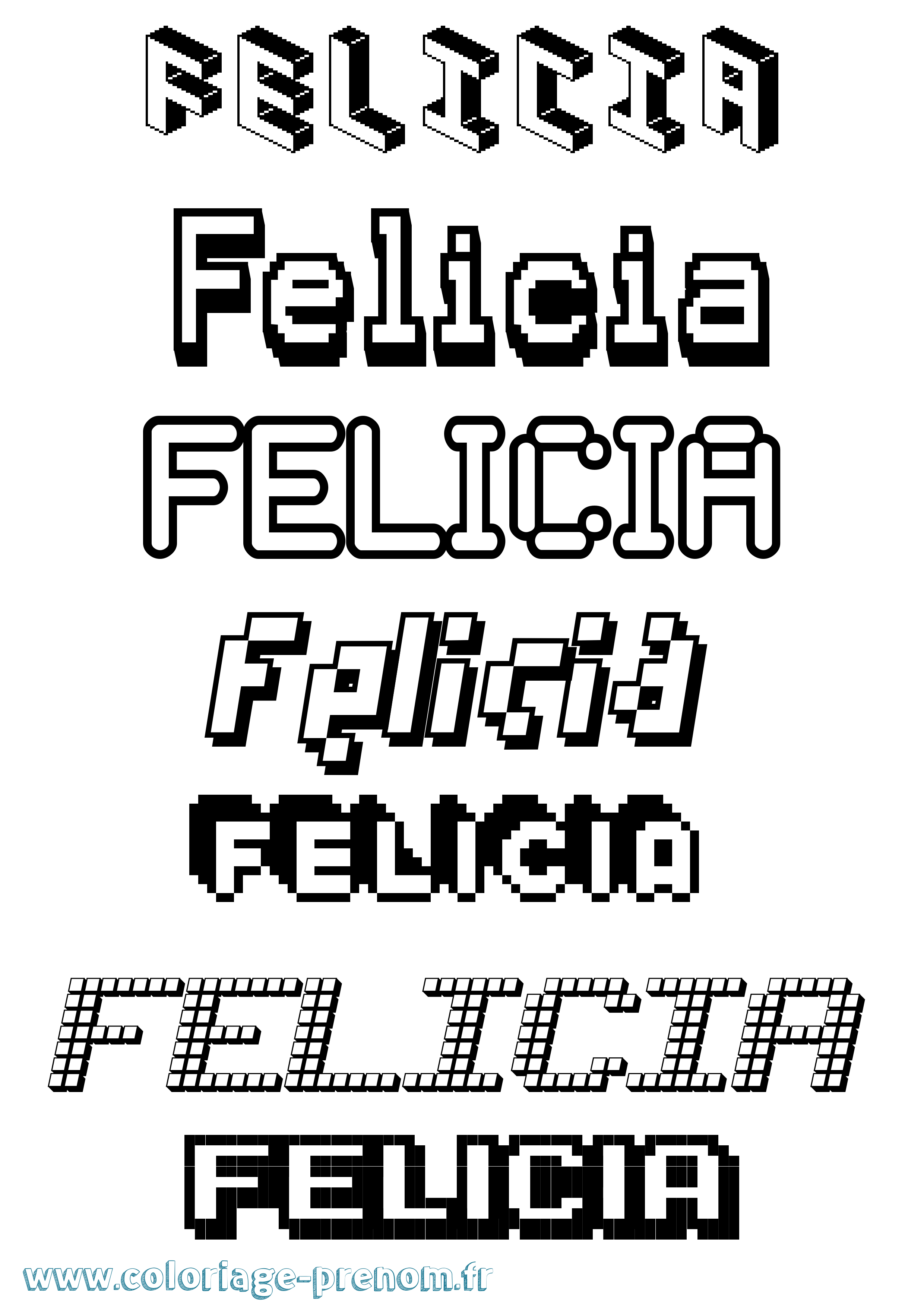 Coloriage prénom Felicia Pixel