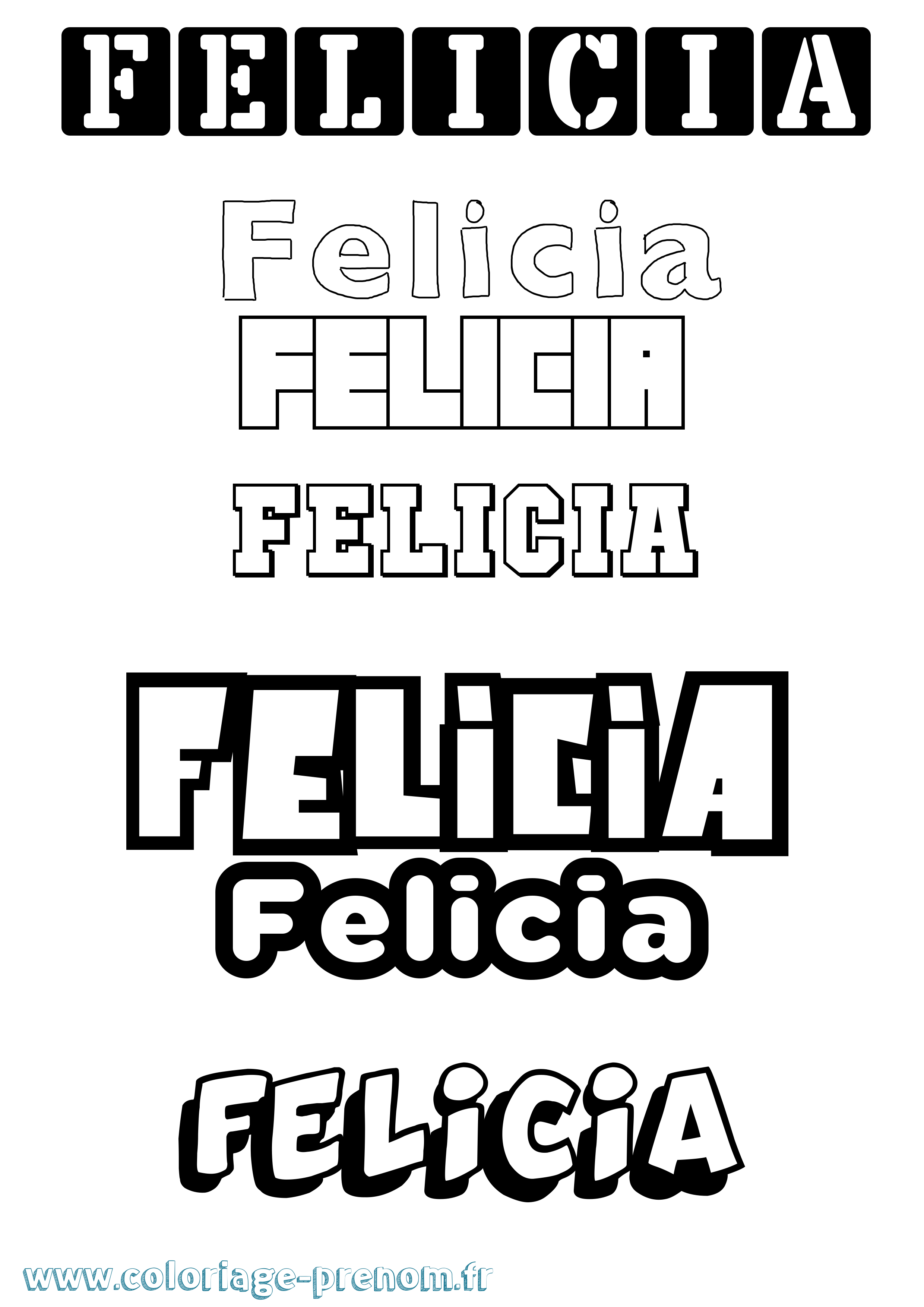Coloriage Felicia Simple Coloriage prénom Felicia Simple