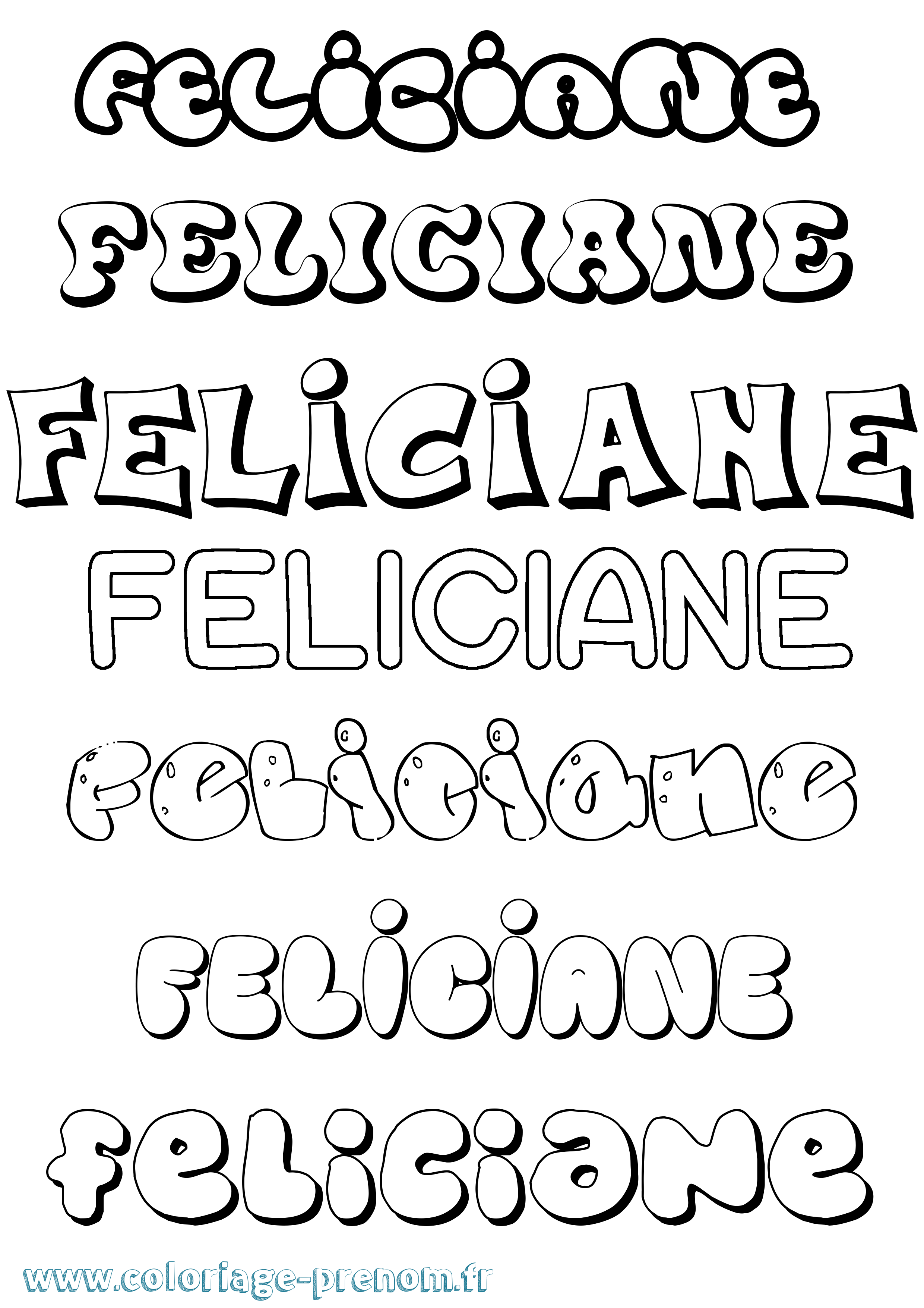 Coloriage prénom Feliciane Bubble