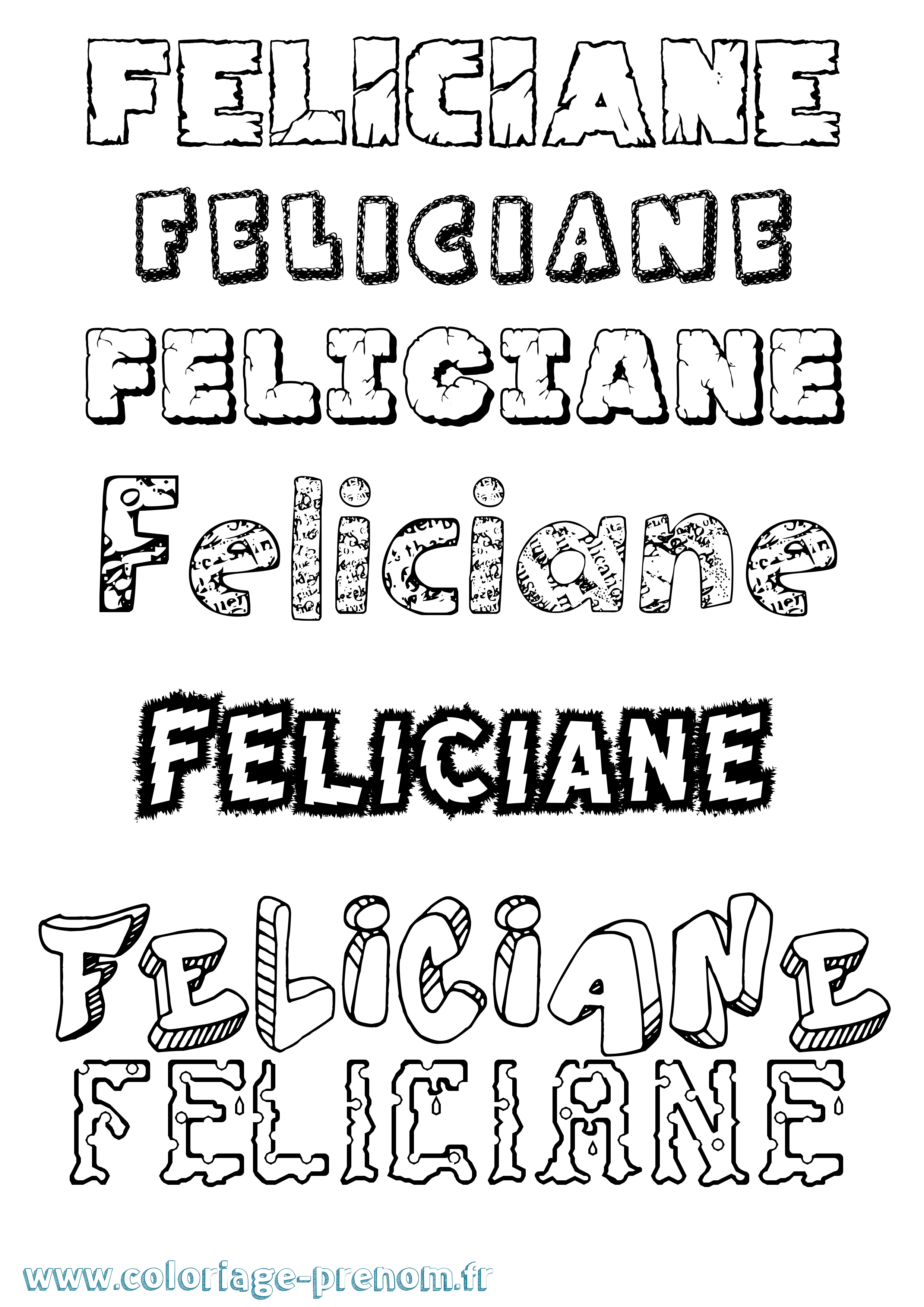 Coloriage prénom Feliciane Destructuré