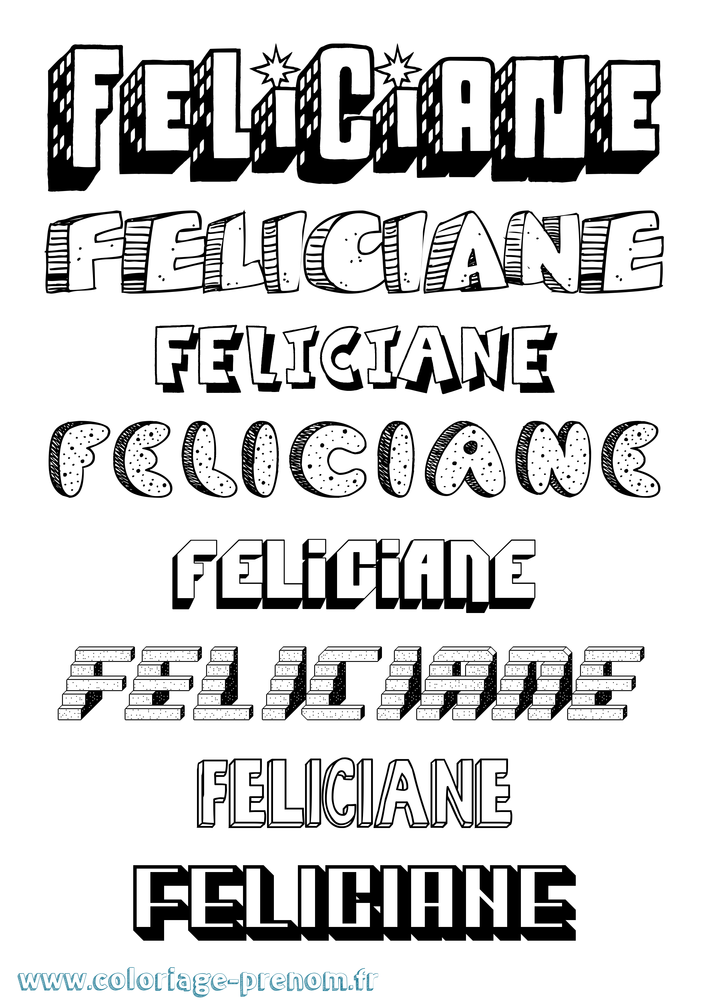 Coloriage prénom Feliciane Effet 3D