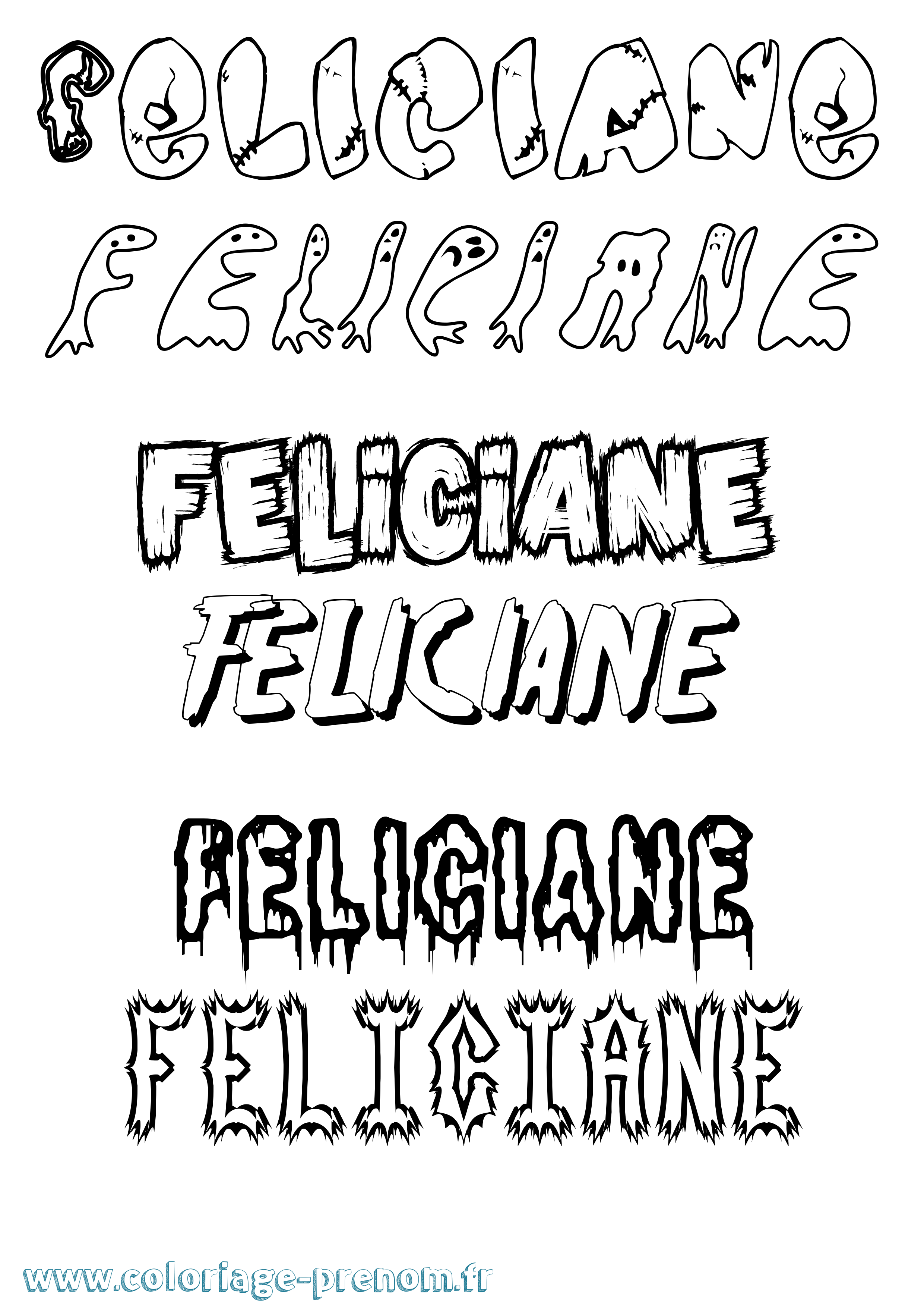 Coloriage prénom Feliciane Frisson