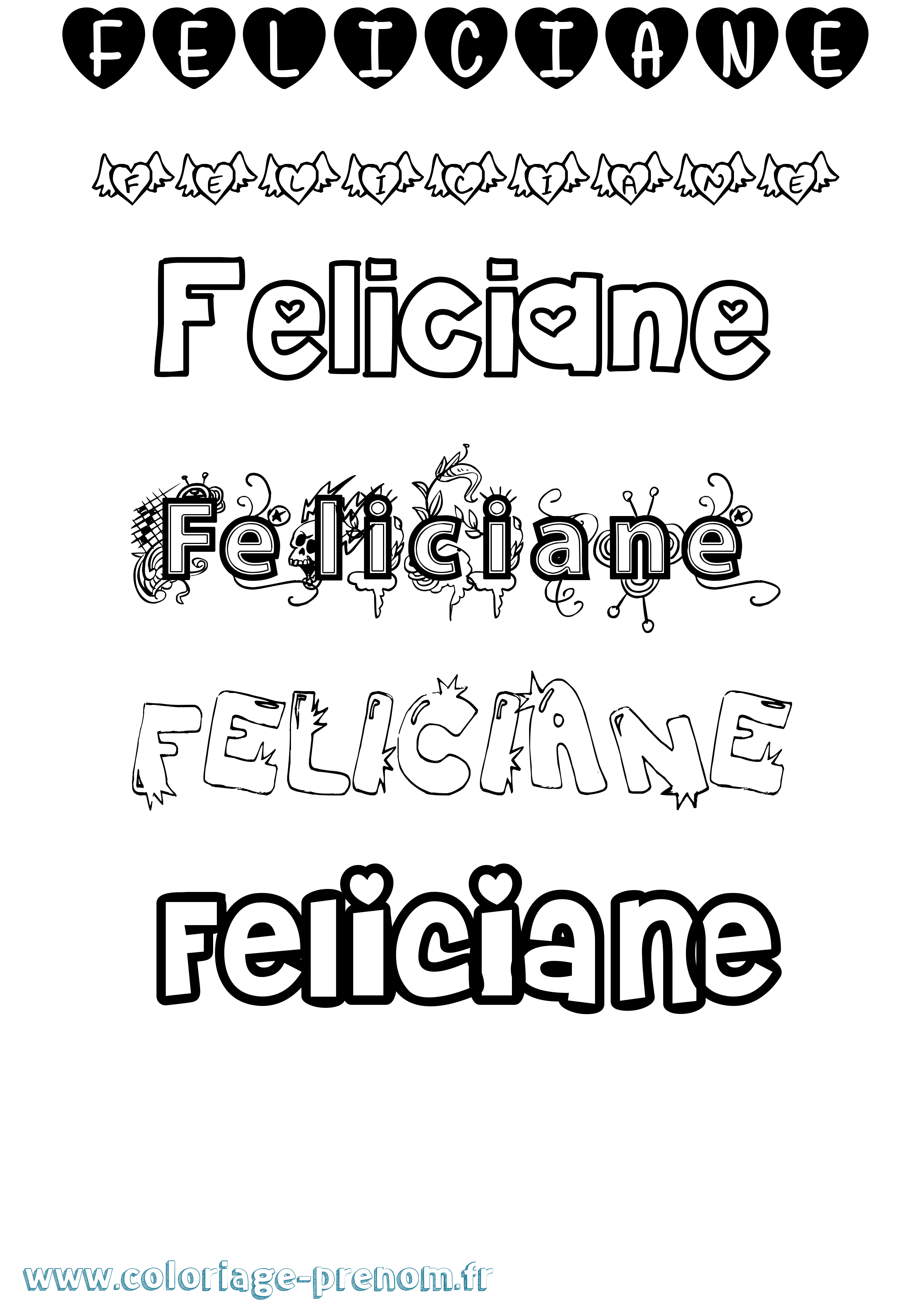 Coloriage prénom Feliciane Girly
