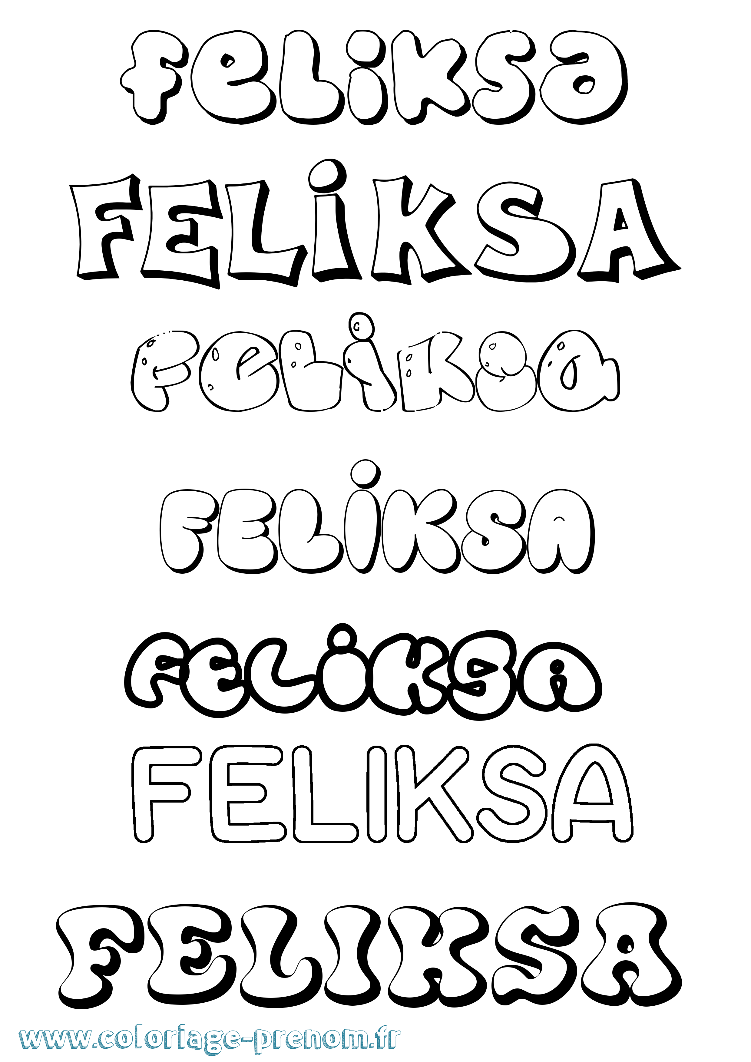 Coloriage Feliksa Bubble Coloriage prénom Feliksa Bubble