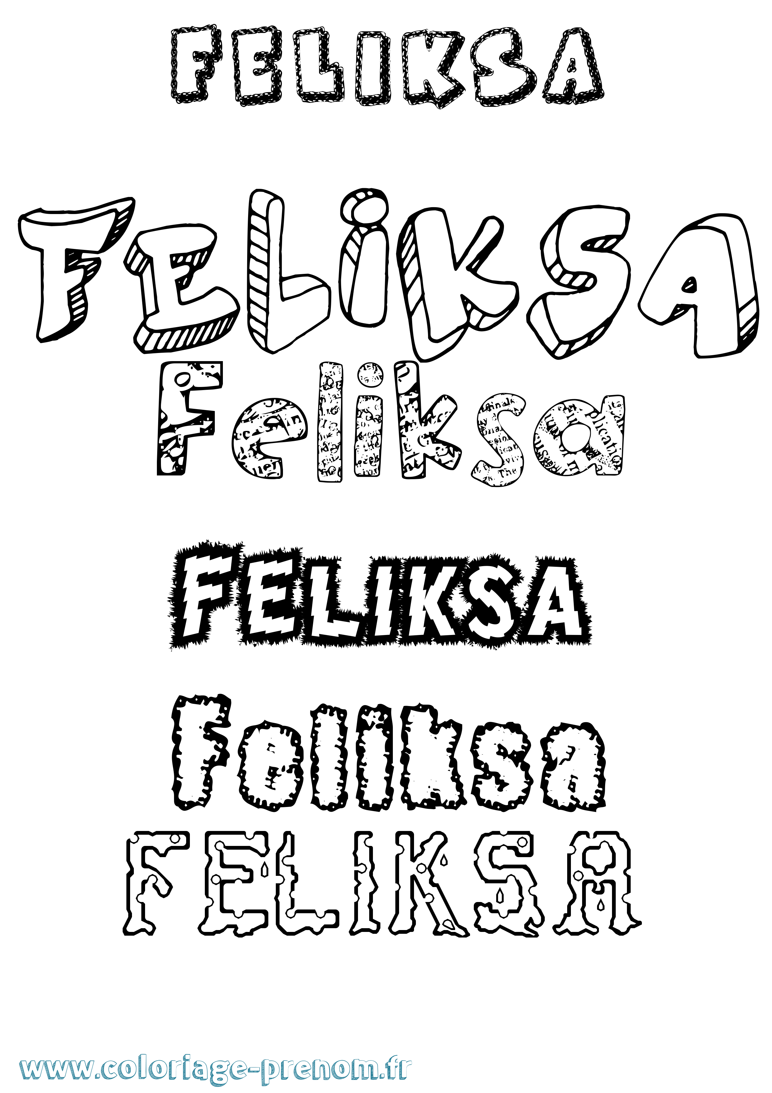 Coloriage Feliksa Destructuré Coloriage prénom Feliksa Destructuré