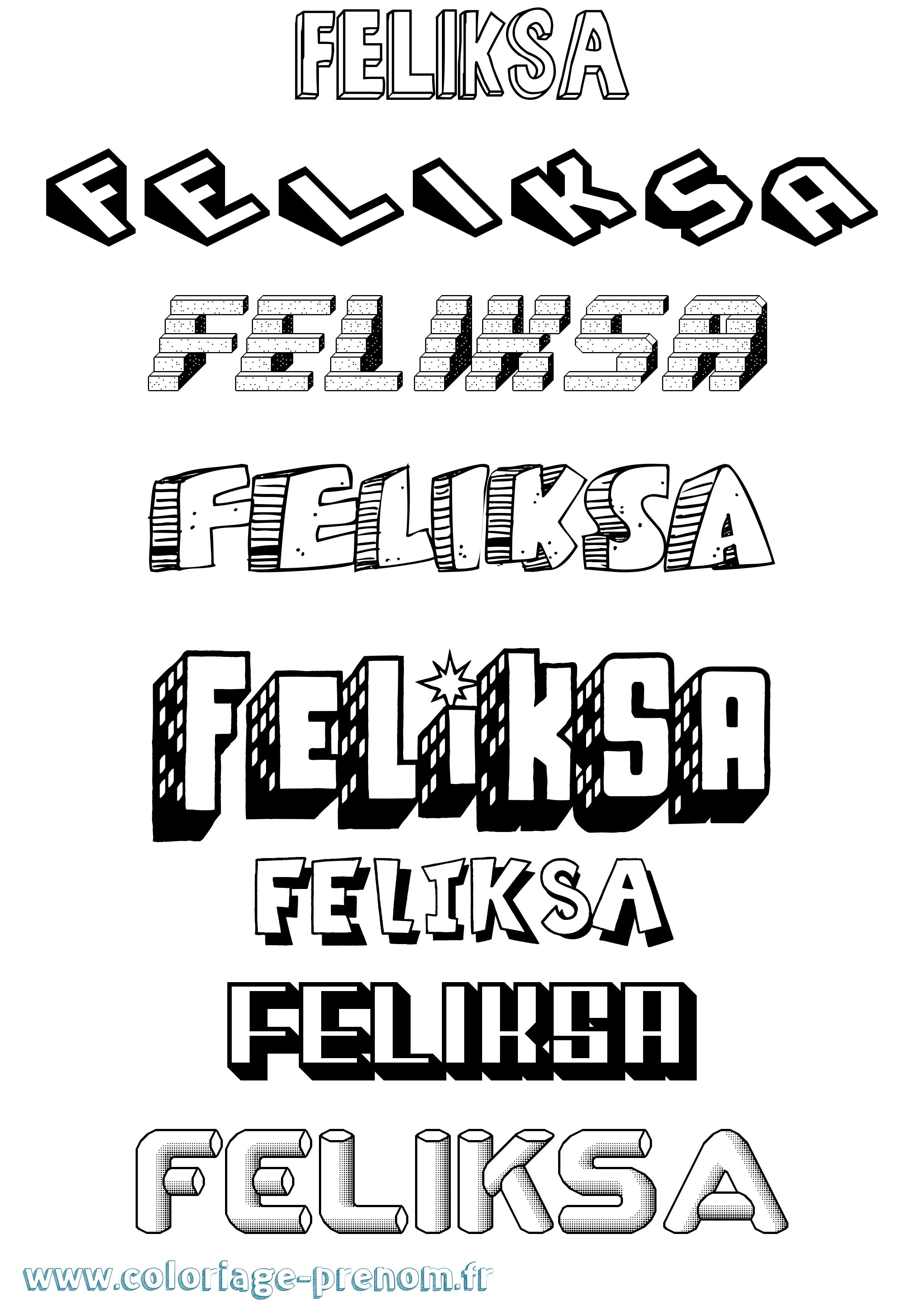 Coloriage Feliksa Effet 3D Coloriage prénom Feliksa Effet 3D