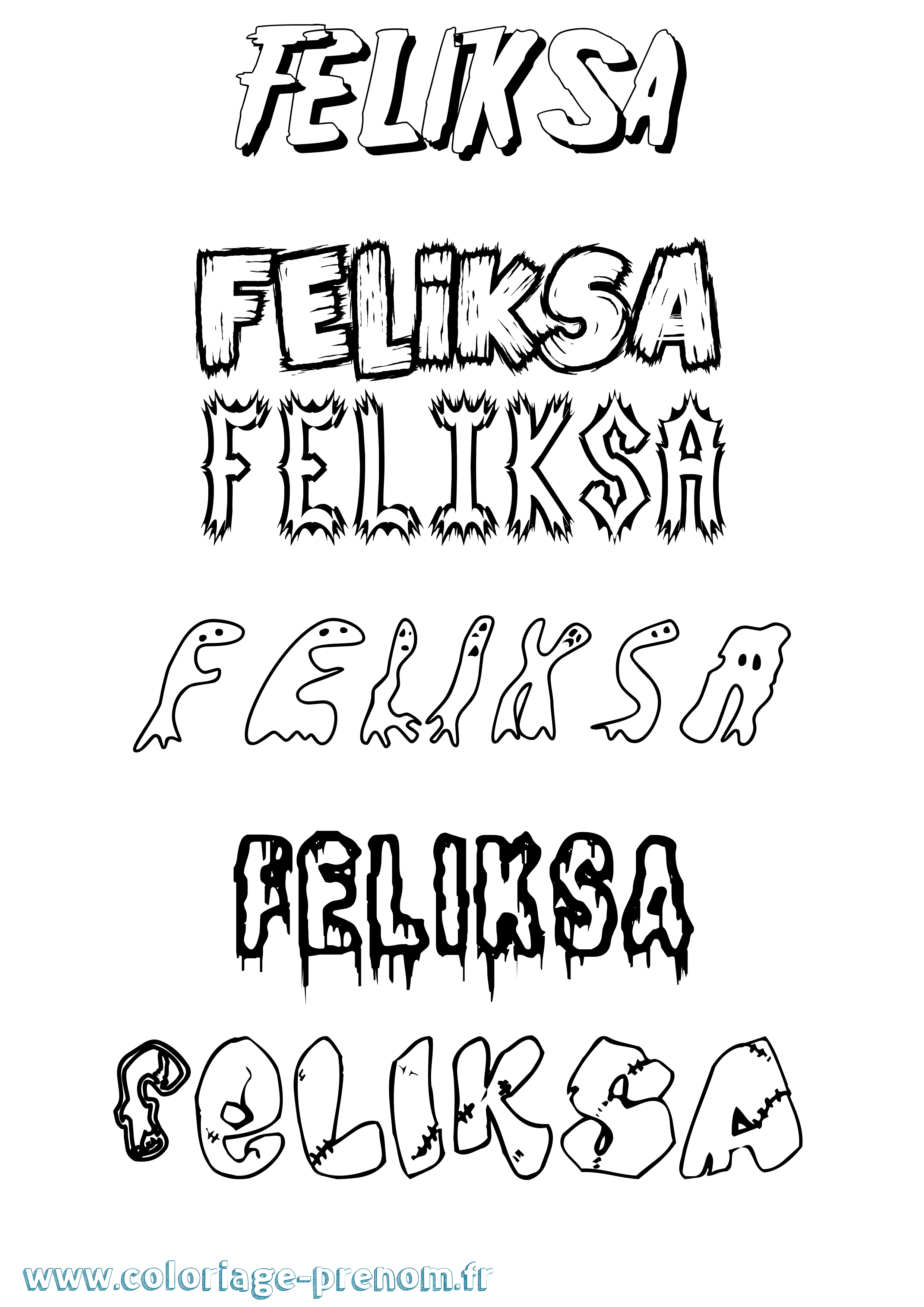 Coloriage Feliksa Frisson Coloriage prénom Feliksa Frisson