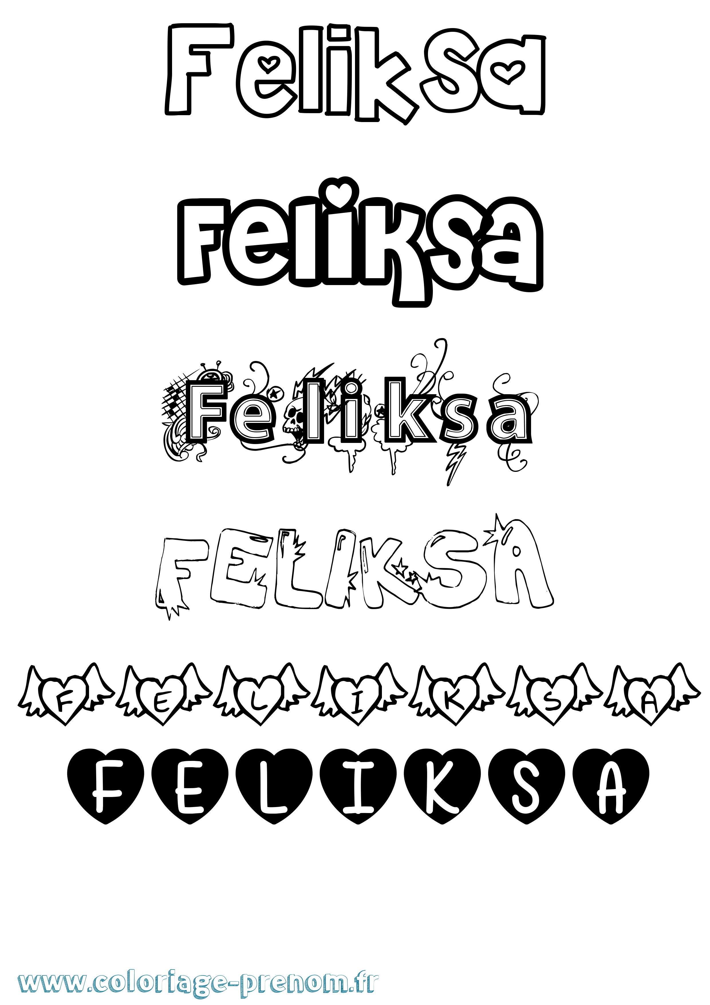 Coloriage Feliksa Girly Coloriage prénom Feliksa Girly