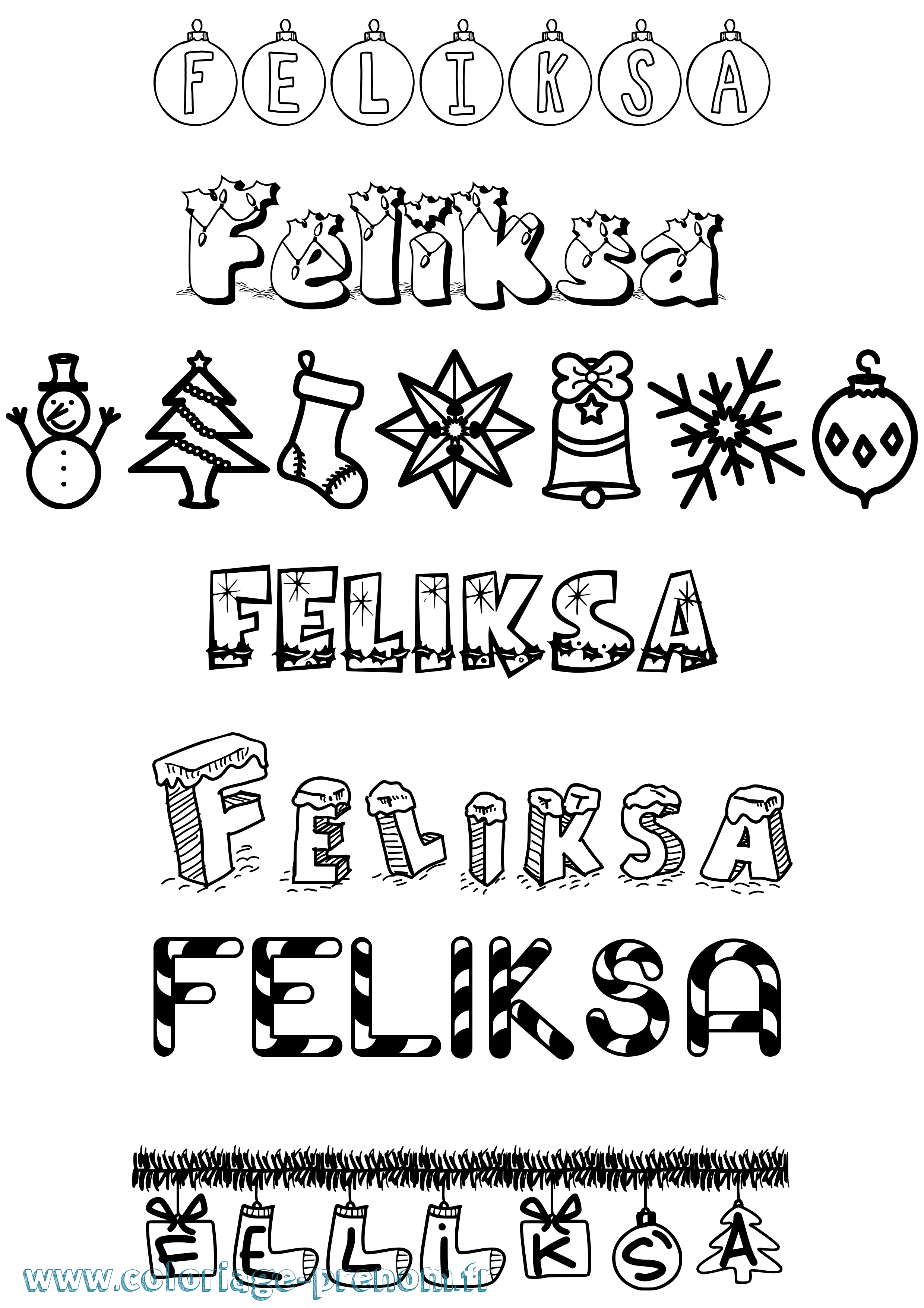 Coloriage Feliksa Noël Coloriage prénom Feliksa Noël