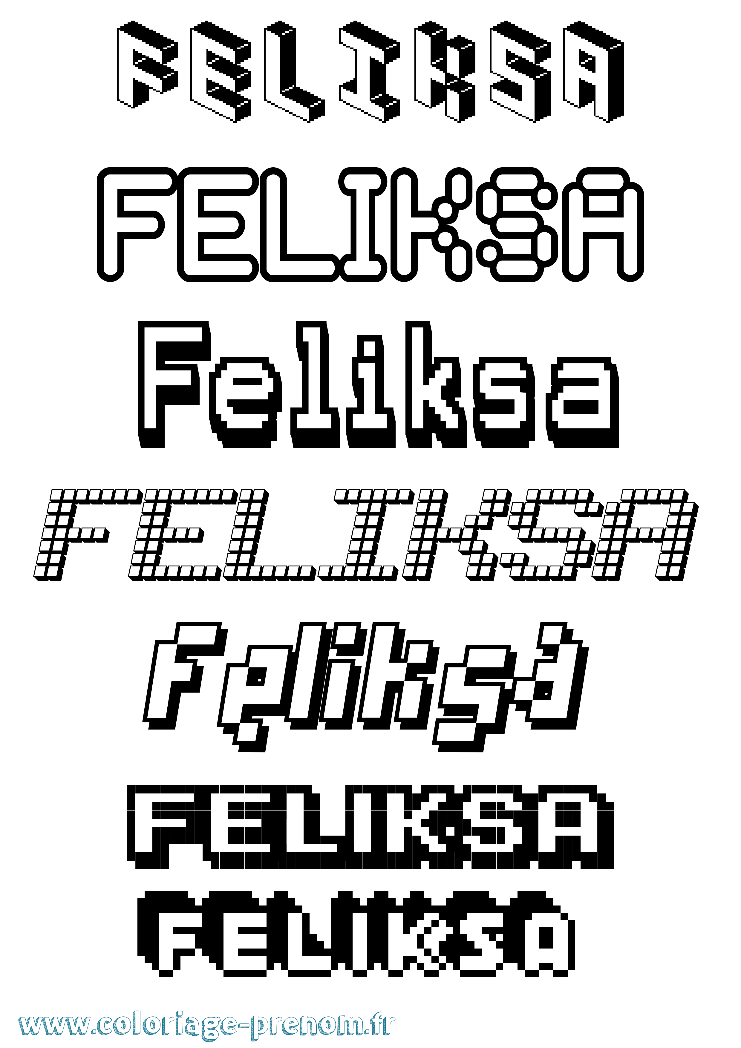 Coloriage Feliksa Pixel Coloriage prénom Feliksa Pixel