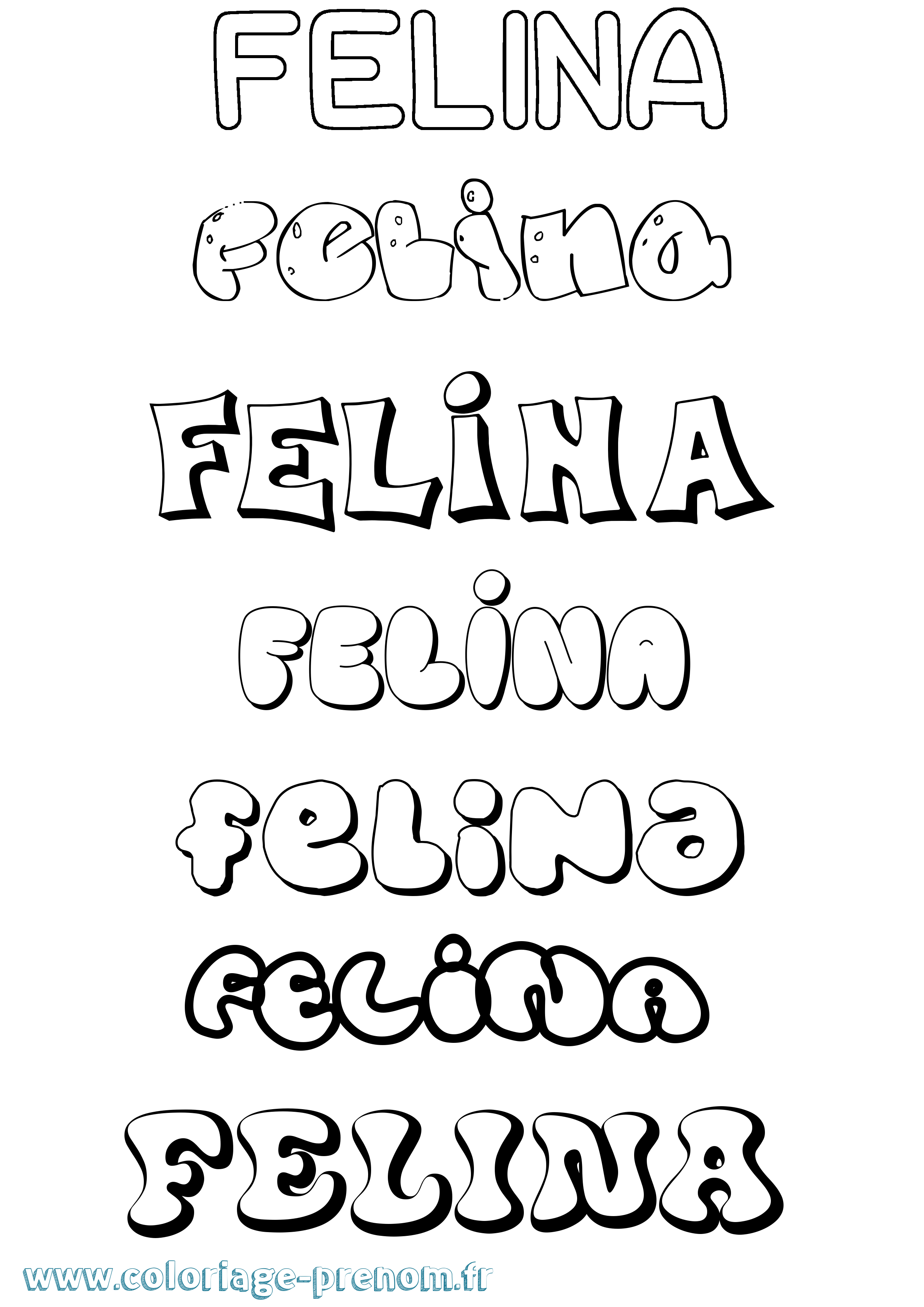 Coloriage Felina Bubble Coloriage prénom Felina Bubble