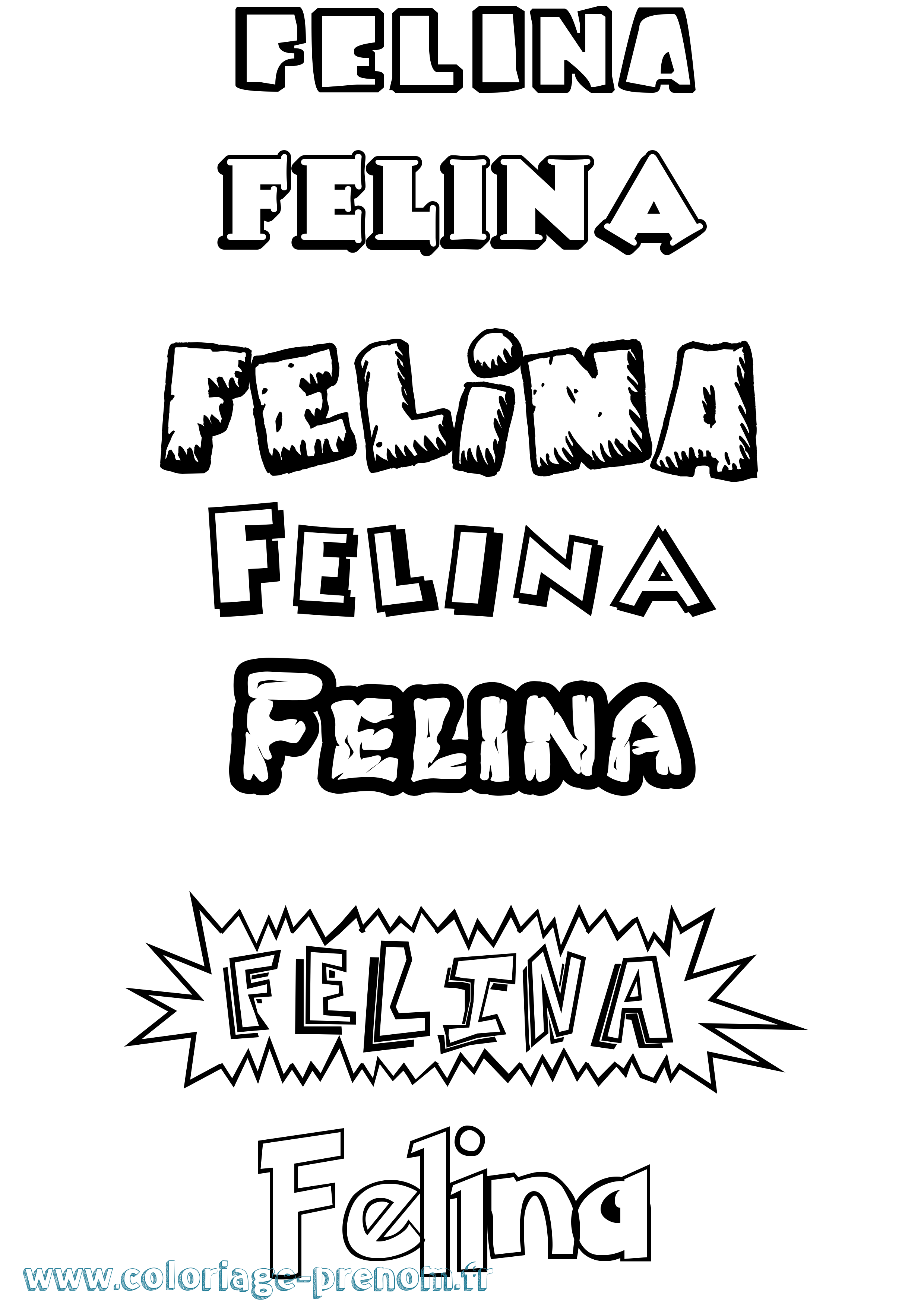 Coloriage Felina Dessin Animé Coloriage prénom Felina Dessin Animé