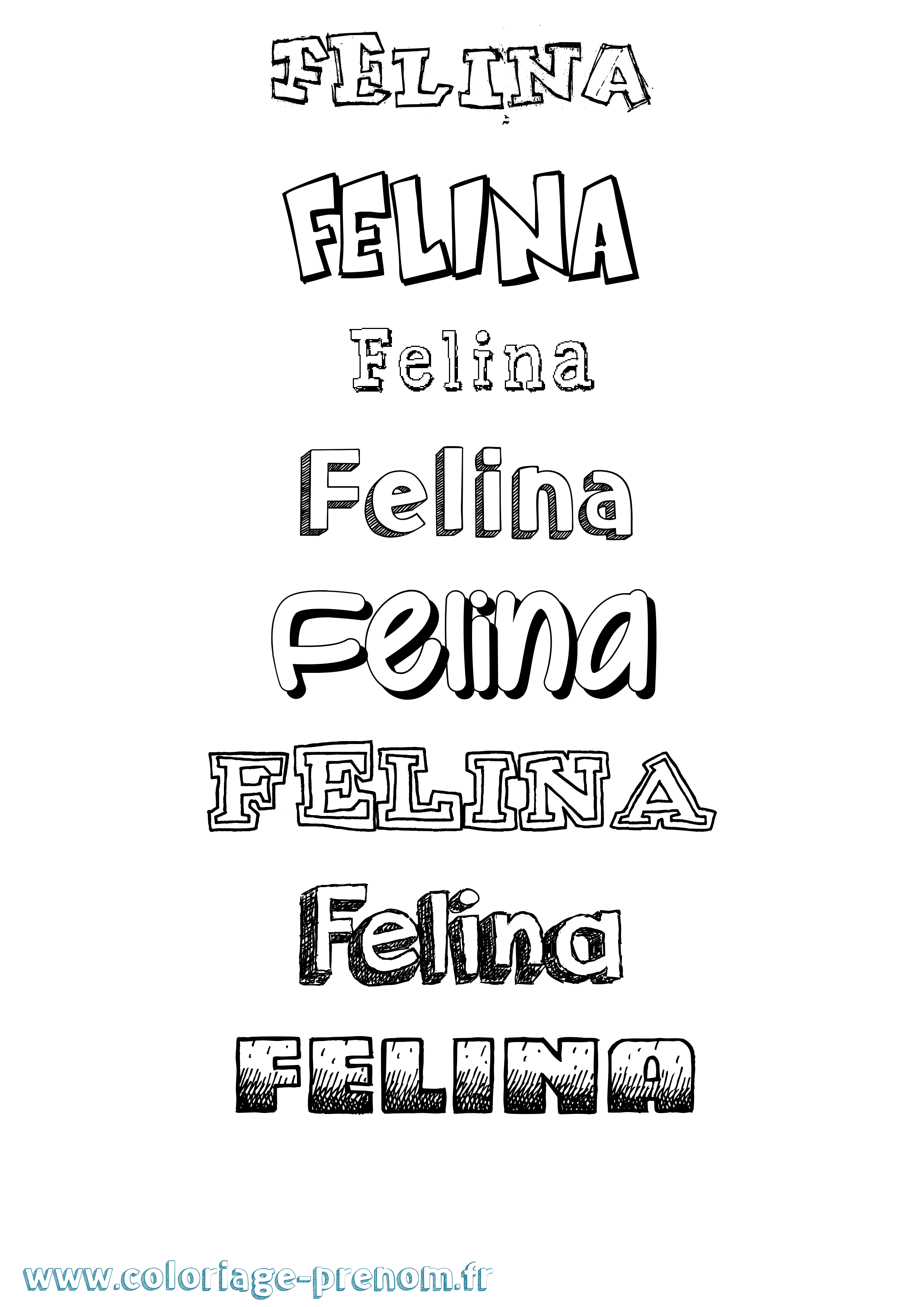 Coloriage Felina Dessiné Coloriage prénom Felina Dessiné