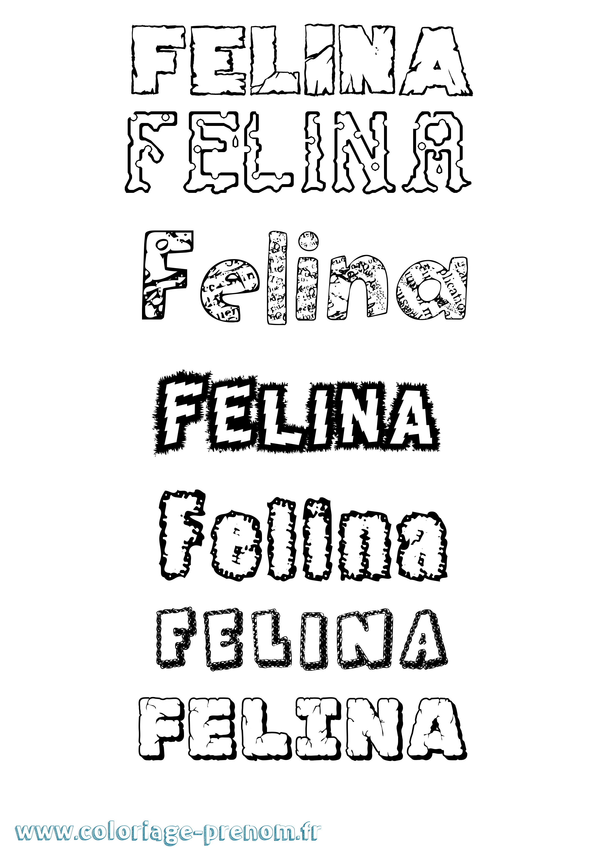 Coloriage Felina Destructuré Coloriage prénom Felina Destructuré