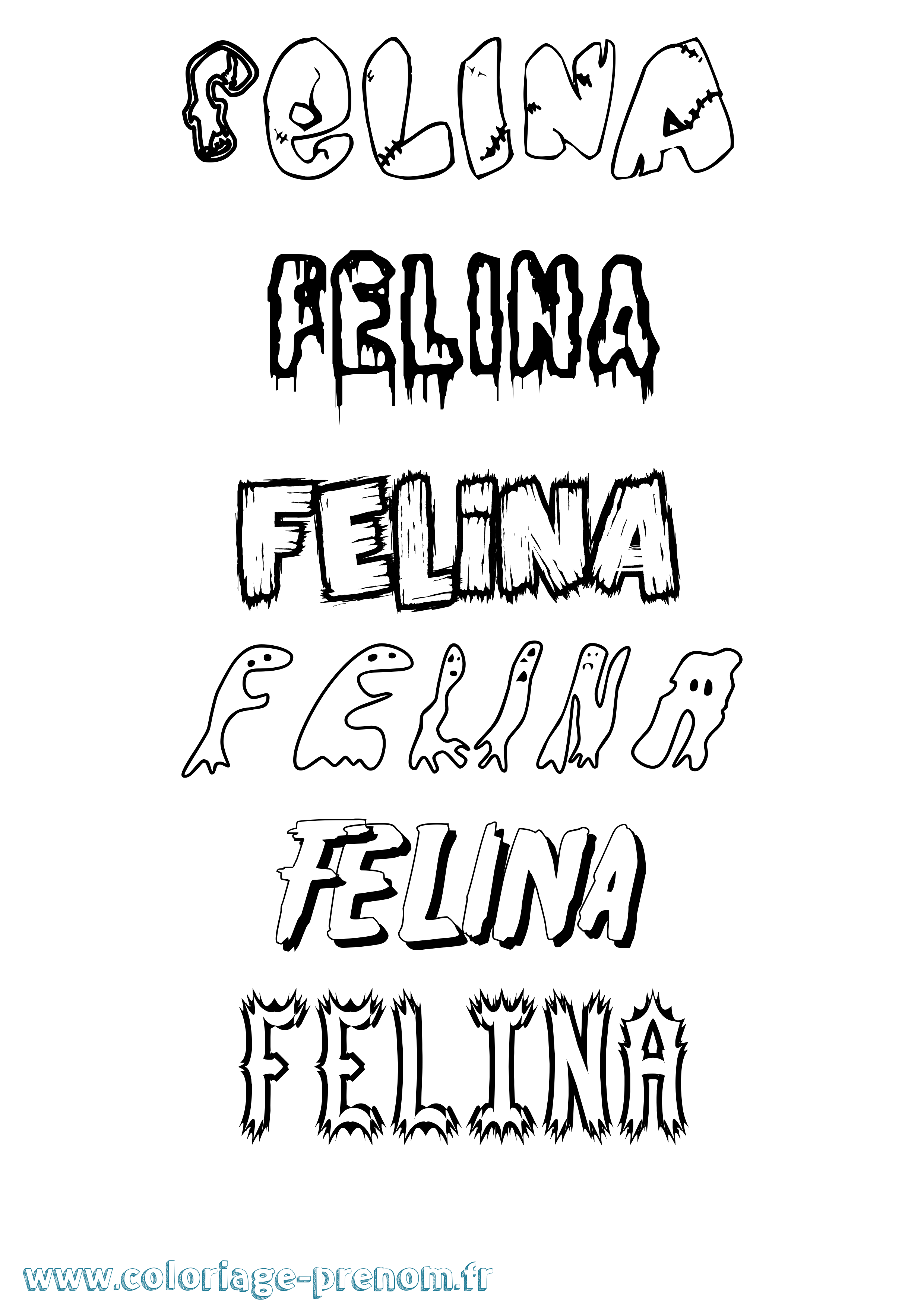 Coloriage Felina Frisson Coloriage prénom Felina Frisson