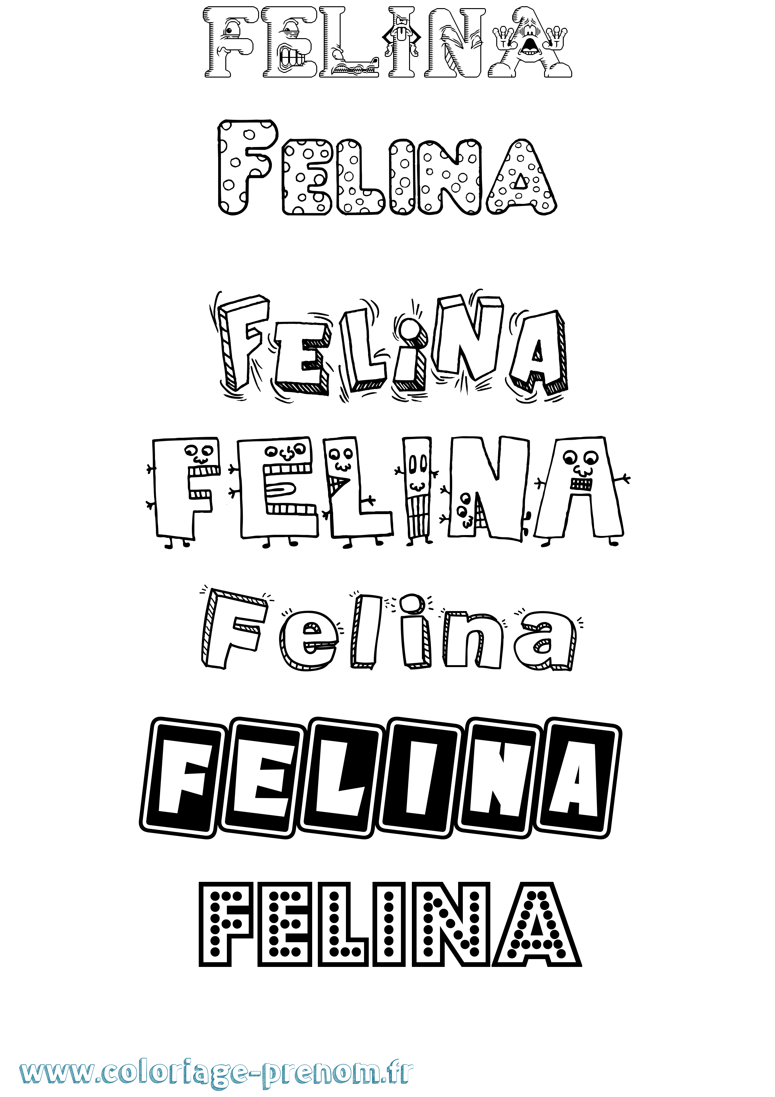 Coloriage Felina Fun Coloriage prénom Felina Fun