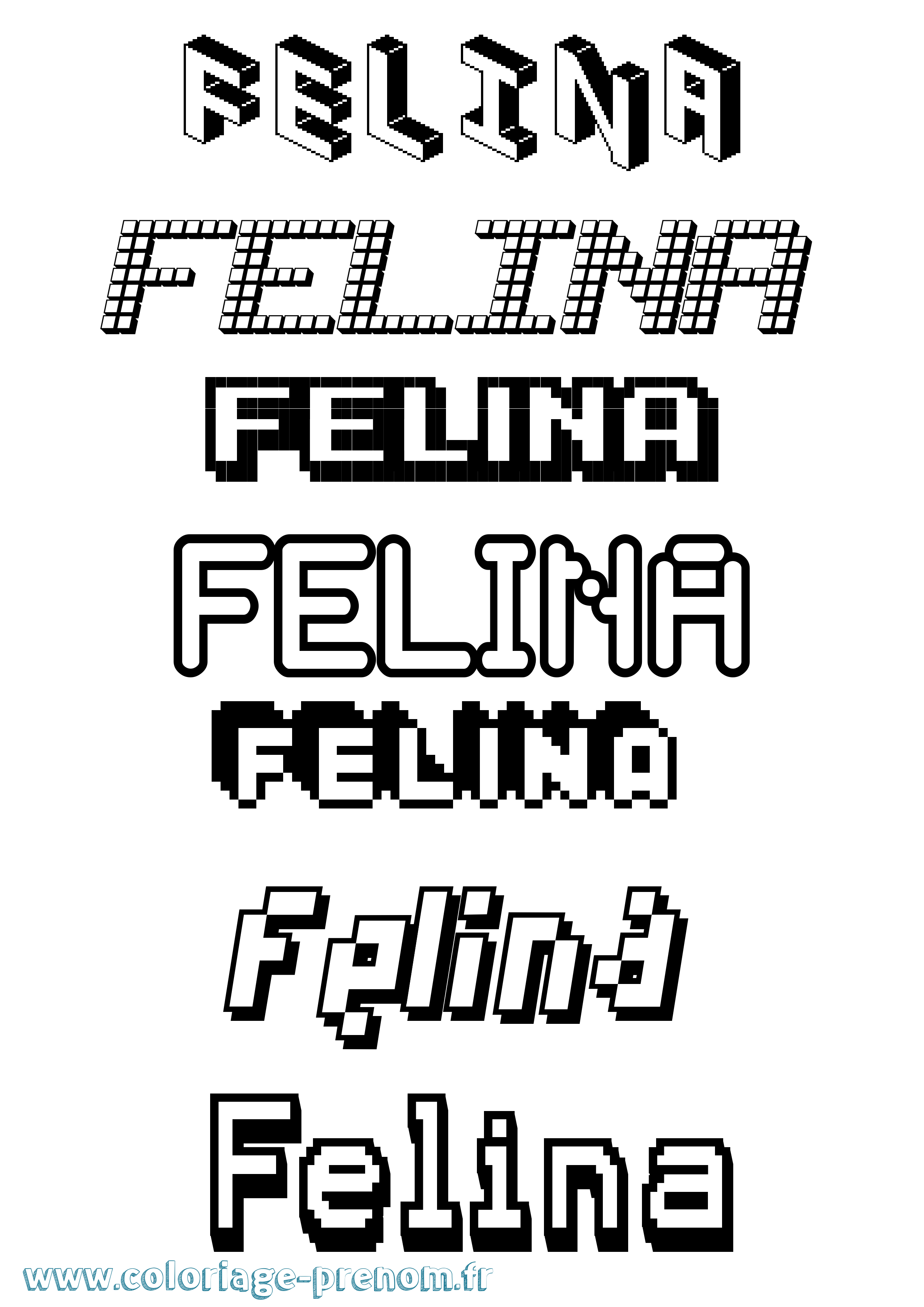 Coloriage Felina Pixel Coloriage prénom Felina Pixel