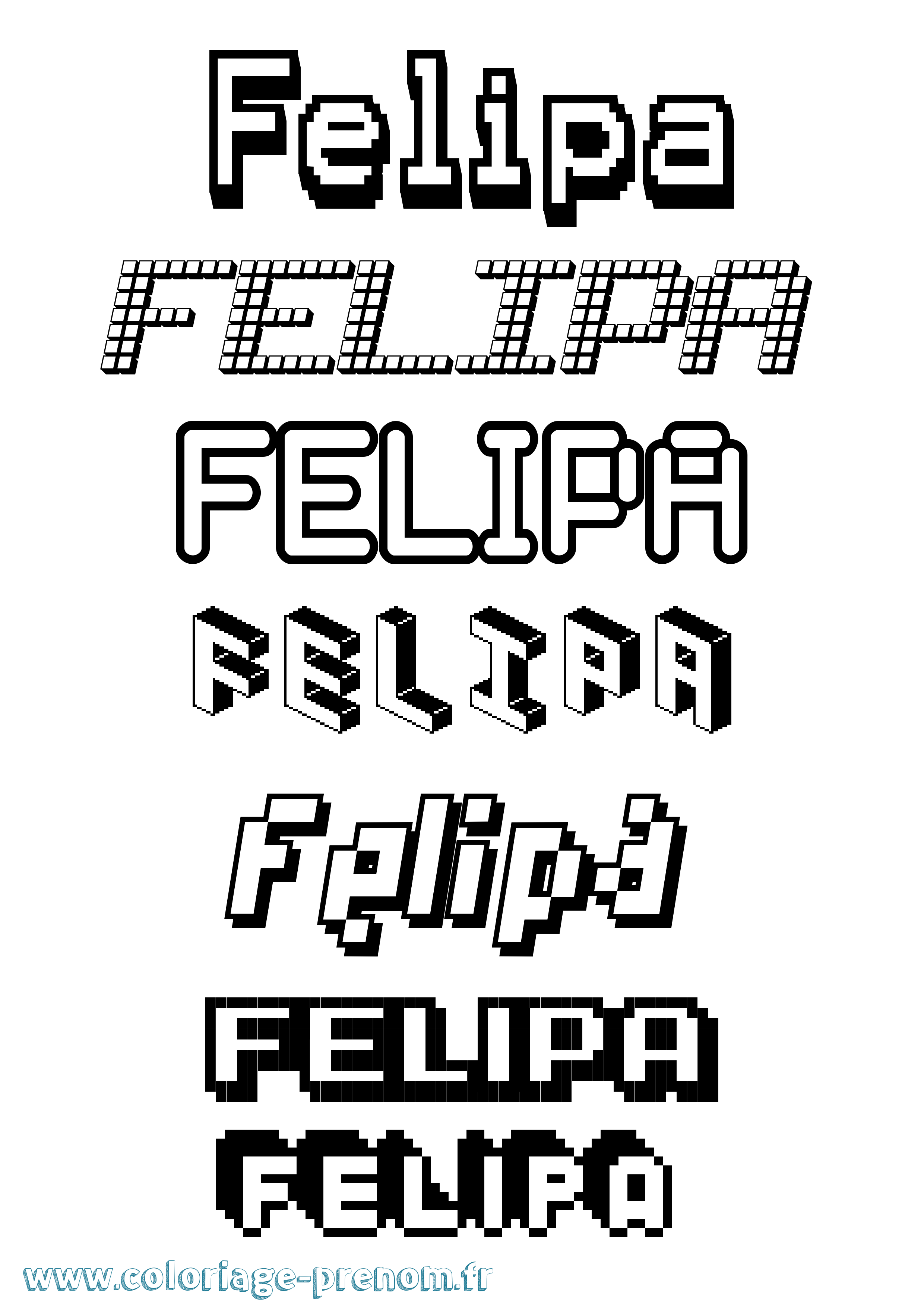 Coloriage prénom Felipa Pixel