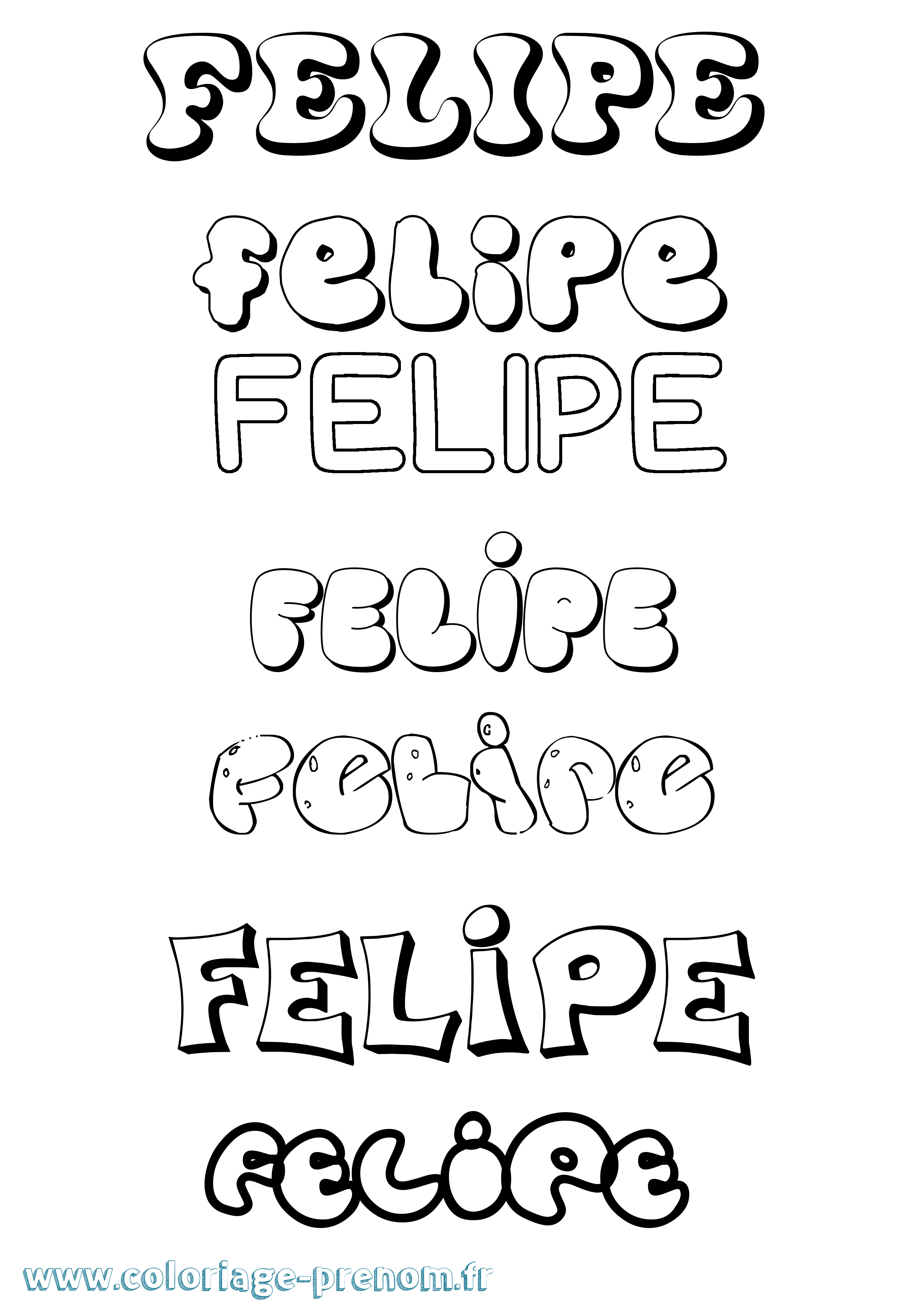 Coloriage prénom Felipe Bubble