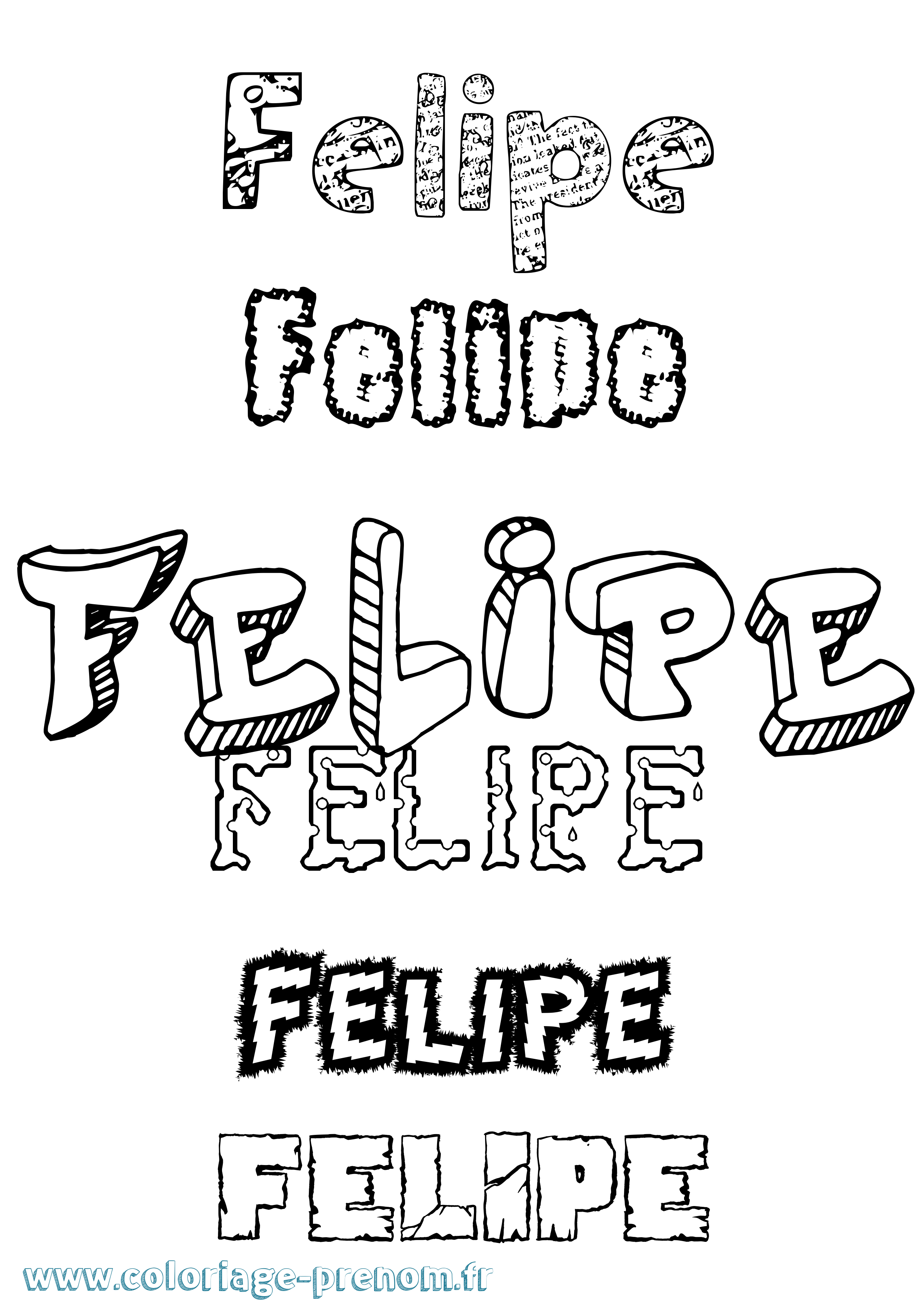 Coloriage prénom Felipe Destructuré