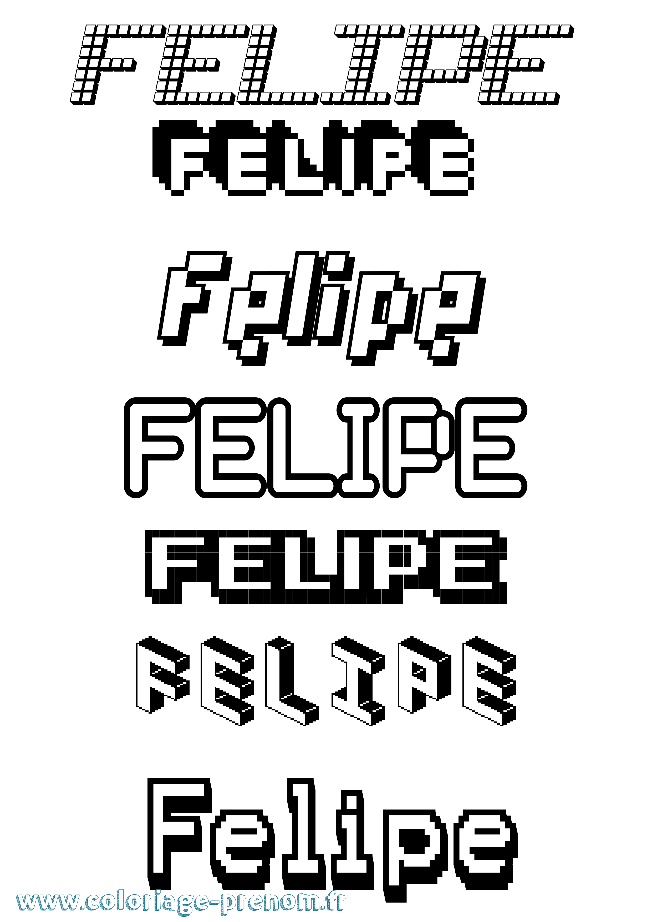 Coloriage prénom Felipe Pixel