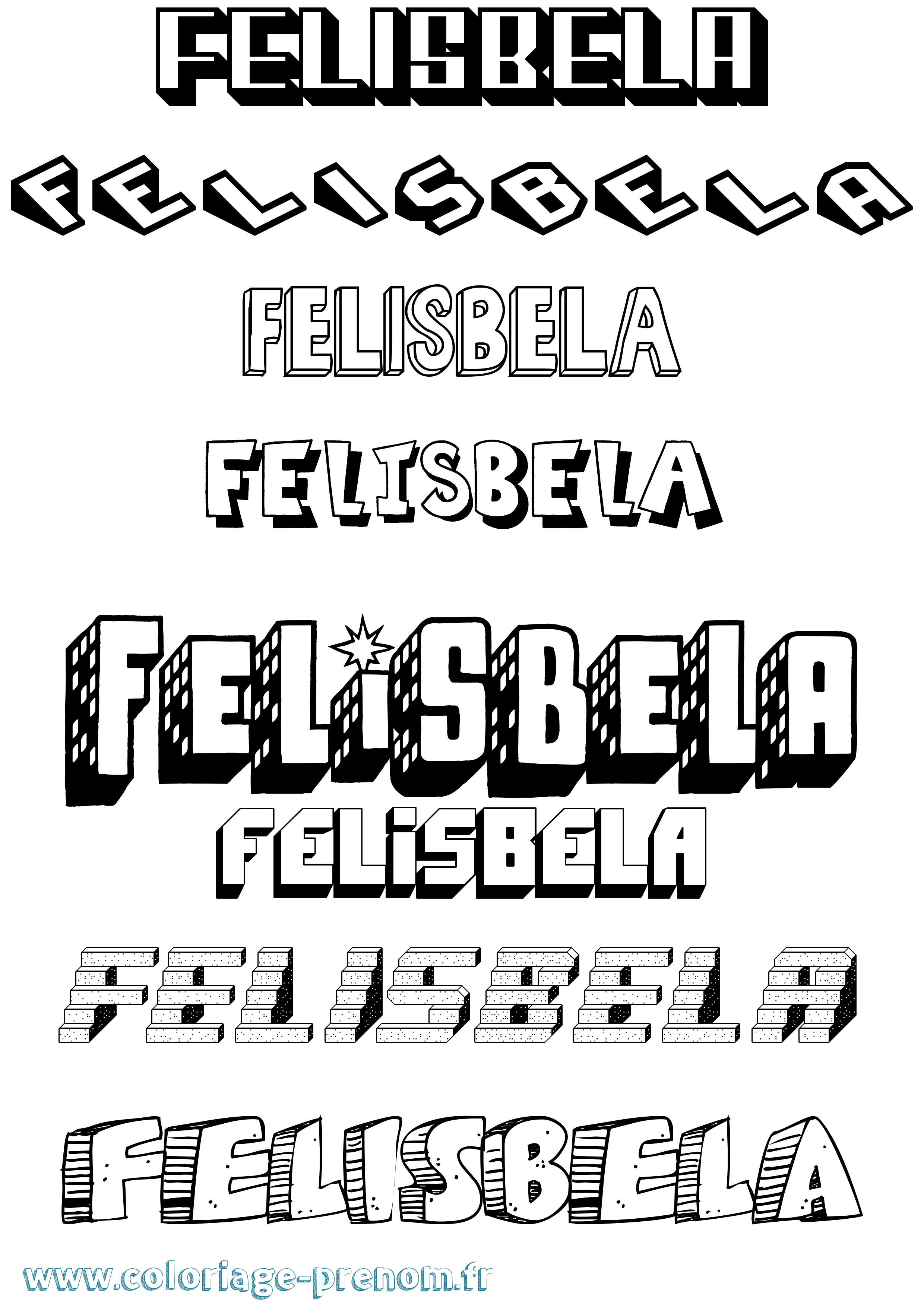 Coloriage prénom Felisbela Effet 3D