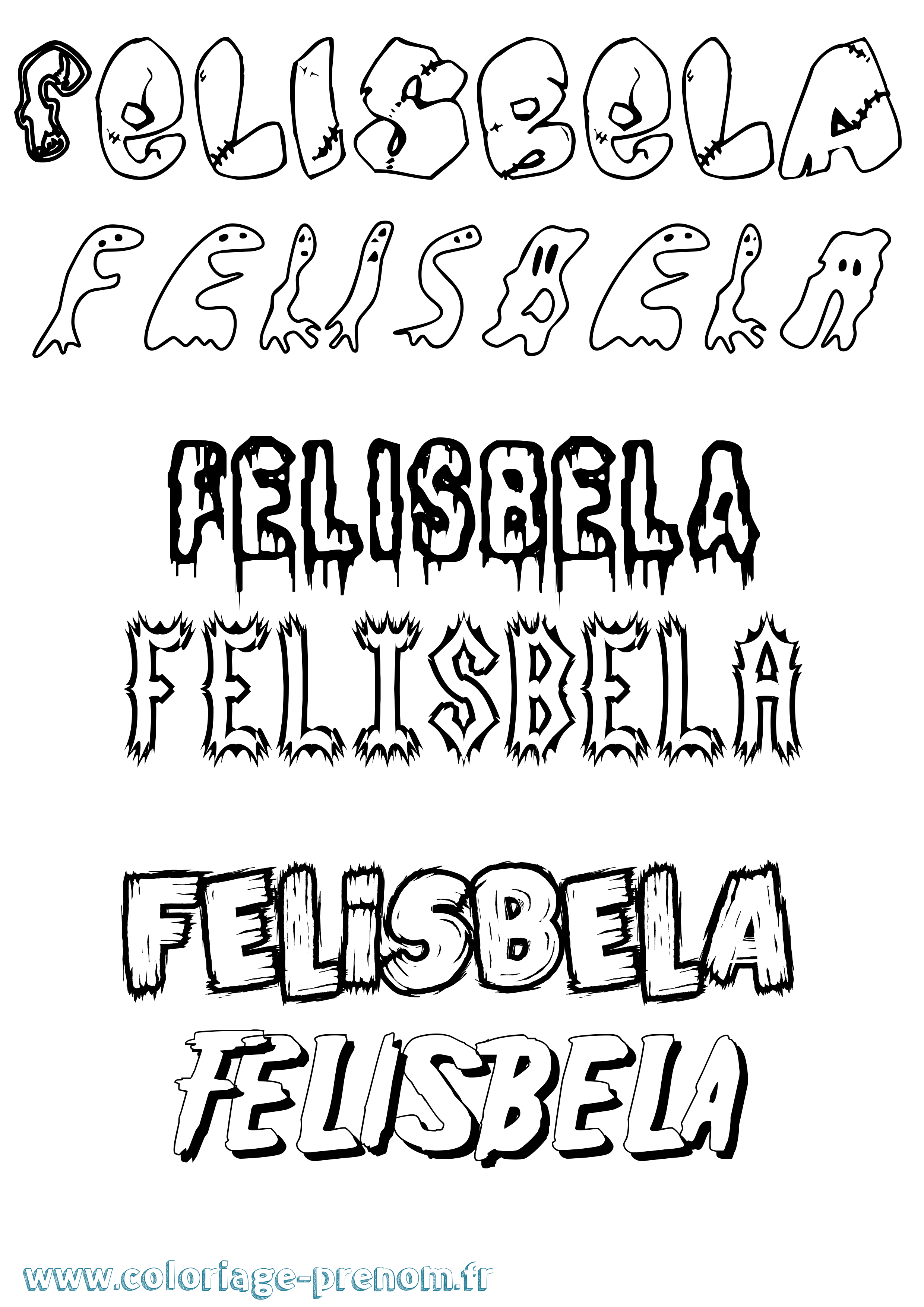 Coloriage prénom Felisbela Frisson