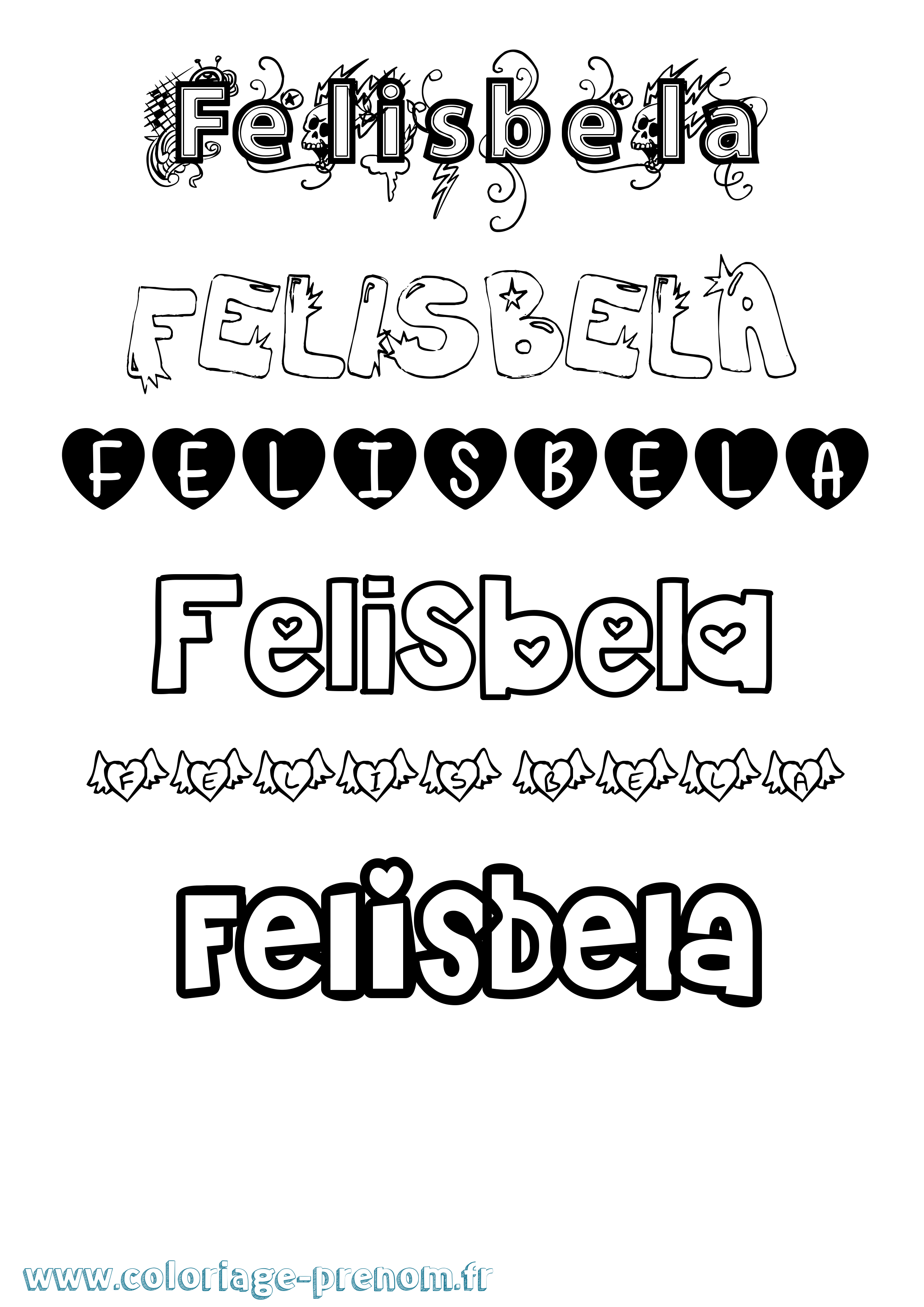 Coloriage prénom Felisbela Girly