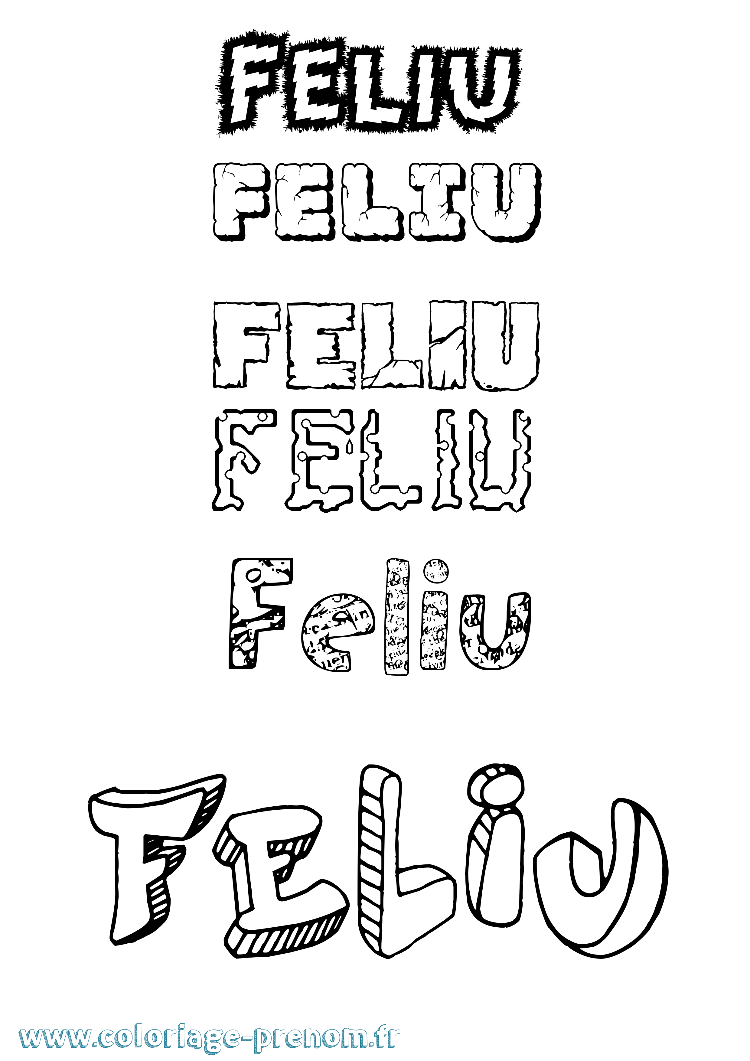 Coloriage Feliu Destructuré Coloriage prénom Feliu Destructuré