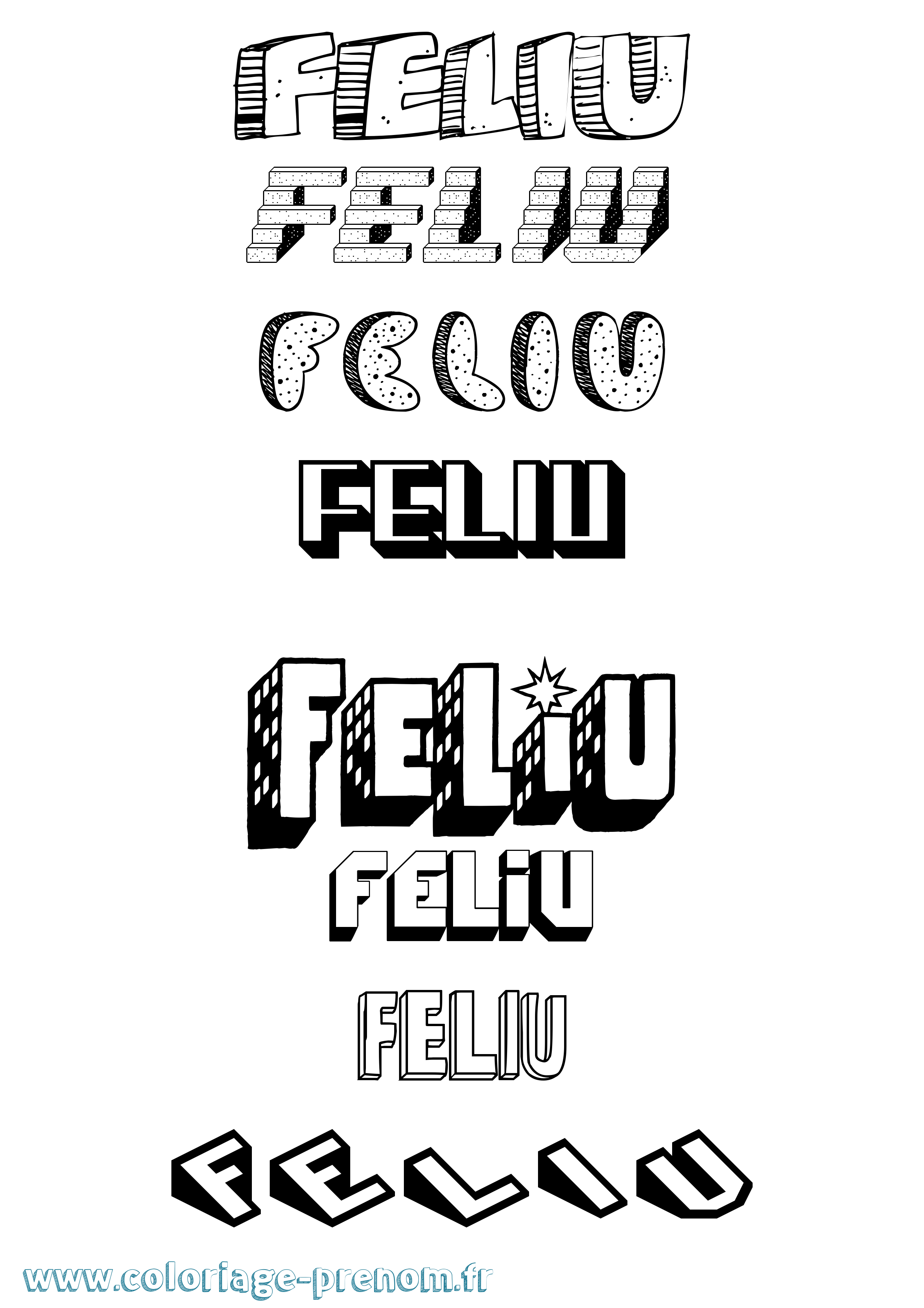Coloriage Feliu Effet 3D Coloriage prénom Feliu Effet 3D