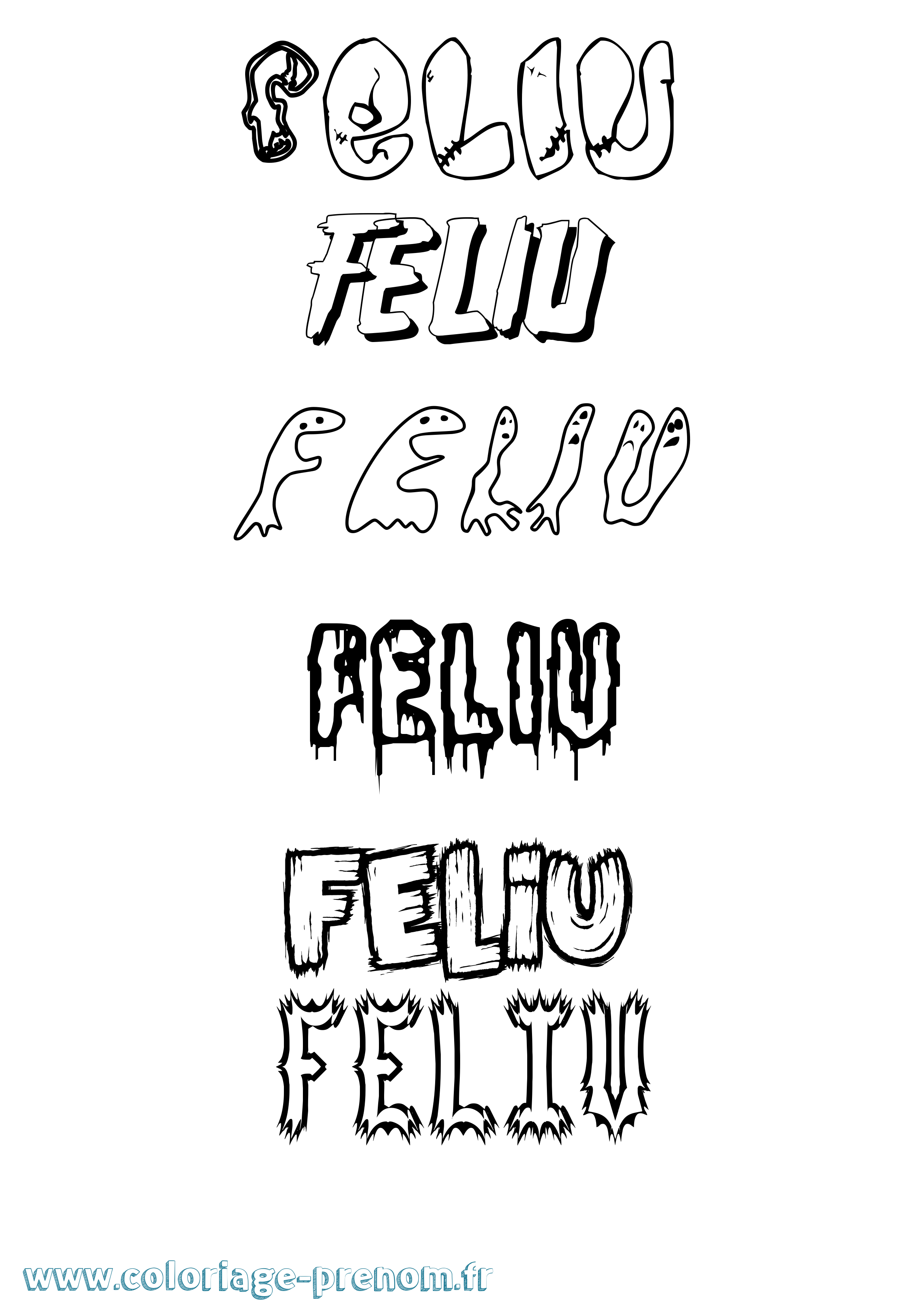 Coloriage Feliu Frisson Coloriage prénom Feliu Frisson