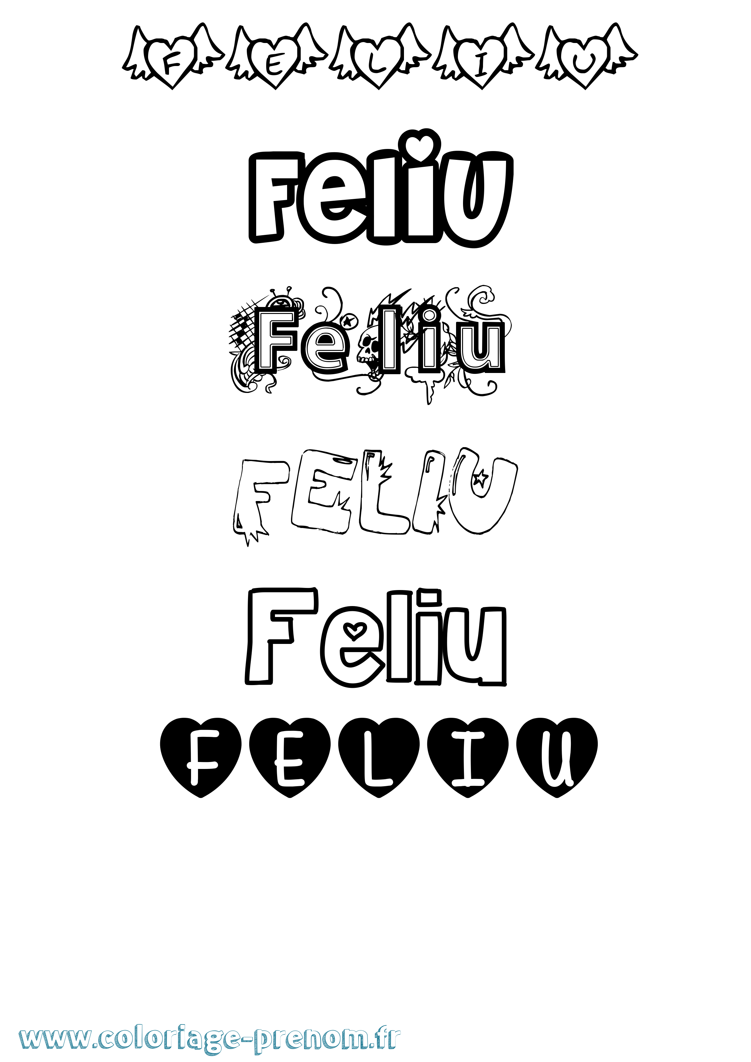 Coloriage Feliu Girly Coloriage prénom Feliu Girly