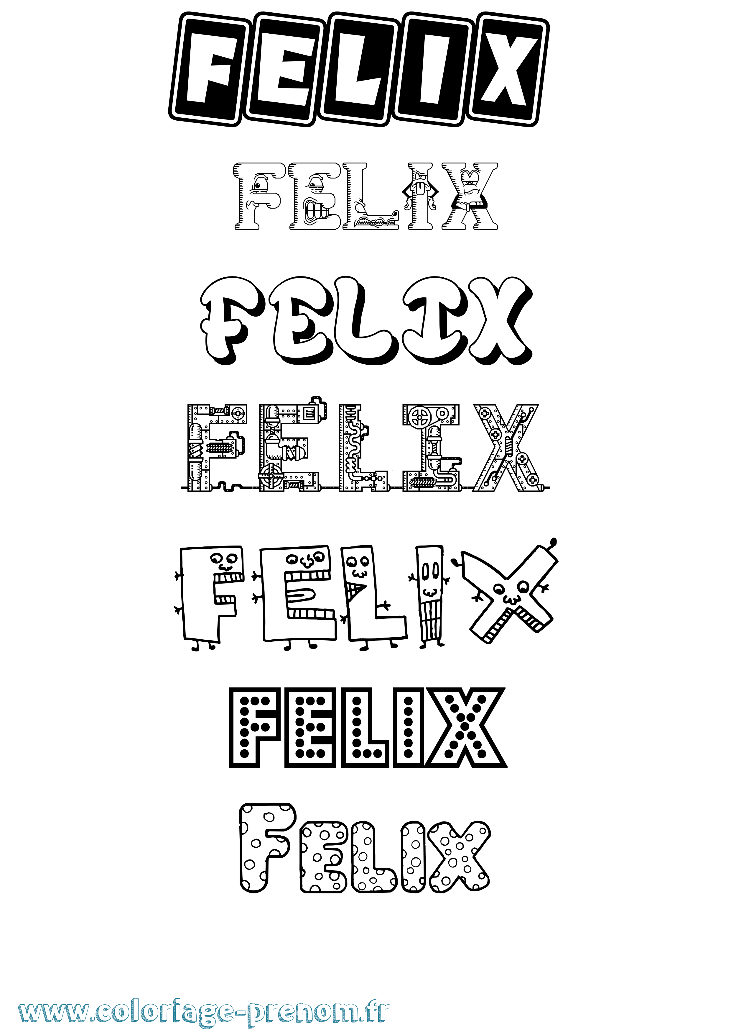 Coloriage prénom Felix Fun