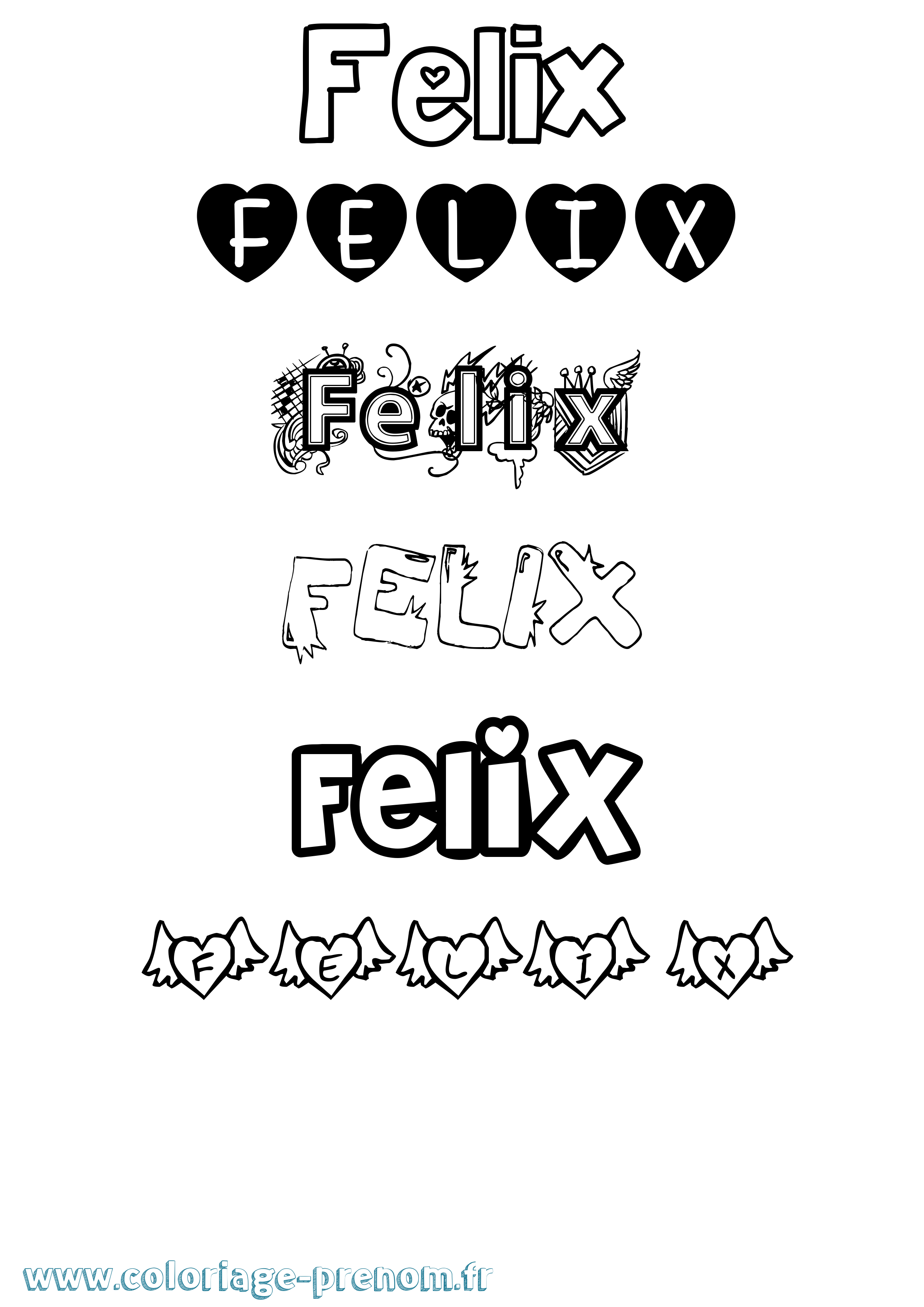 Coloriage prénom Felix Girly