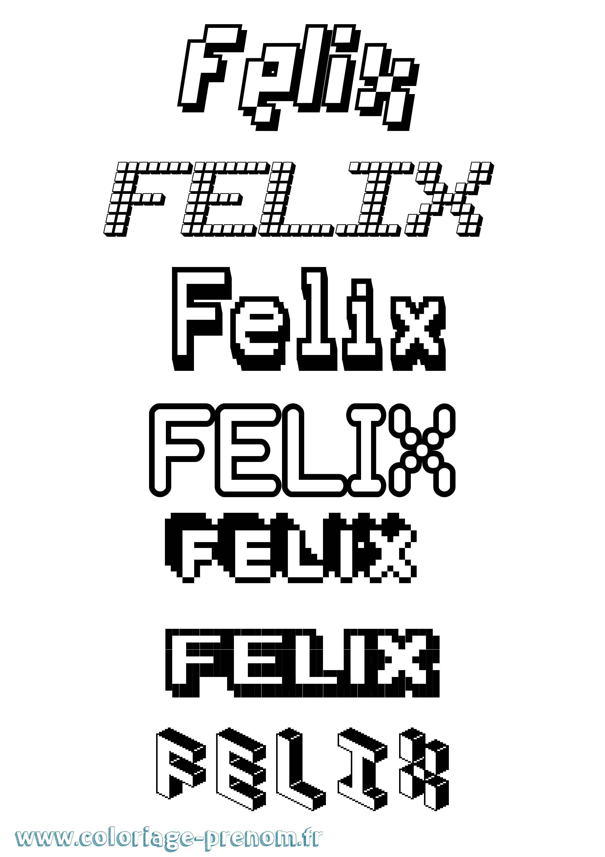 Coloriage prénom Felix Pixel
