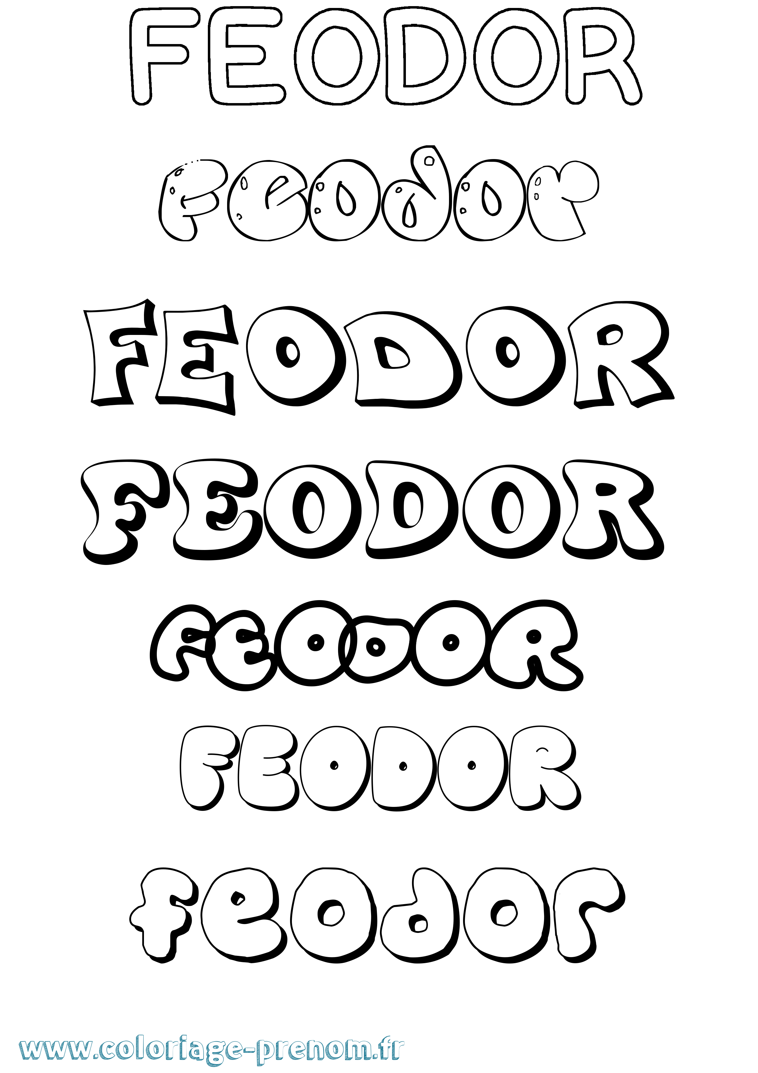 Coloriage prénom Feodor Bubble